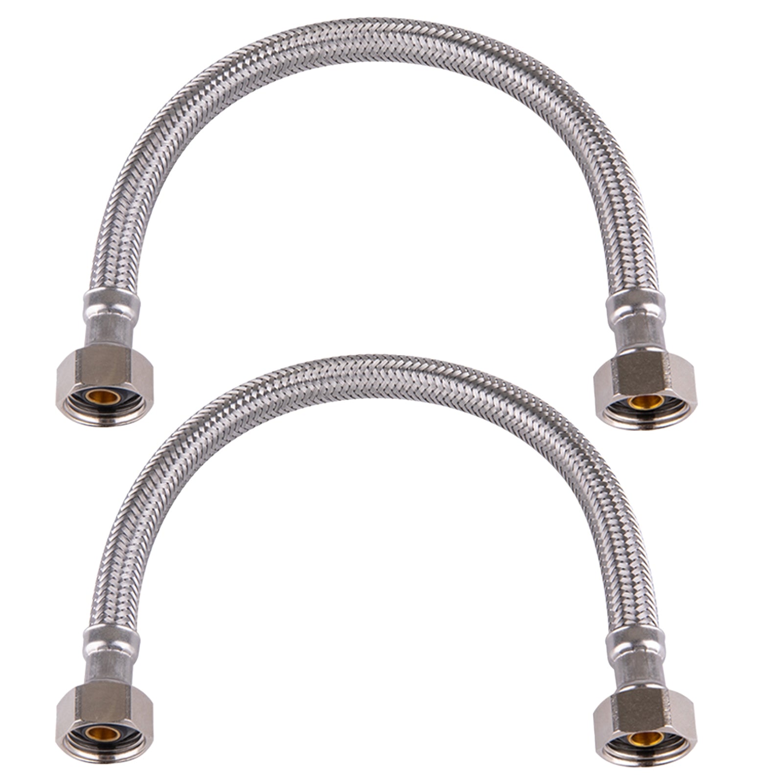 Hausen 1/2-inch FIP (Female Iron Pipe) x 1/2-inch FIP (Female Iron Pipe) x 12-inch Length Stainless Steel Faucet Water Supply Connector; Lead Free; Compatible with Standard Faucets, 2-Pack