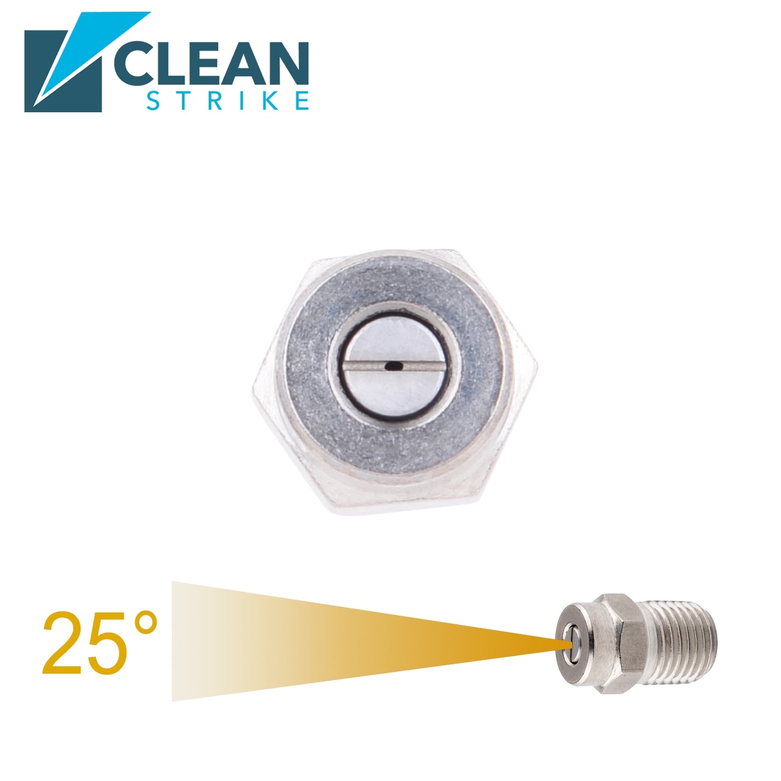 Clean Strike Professional Nozzle Replacements, 25-Degree Threaded Spray Nozzles with 1/4 Inch Male NPT, 1.0 Orifice and Pressure Washer Rated 4000 PSI, 4-Pack