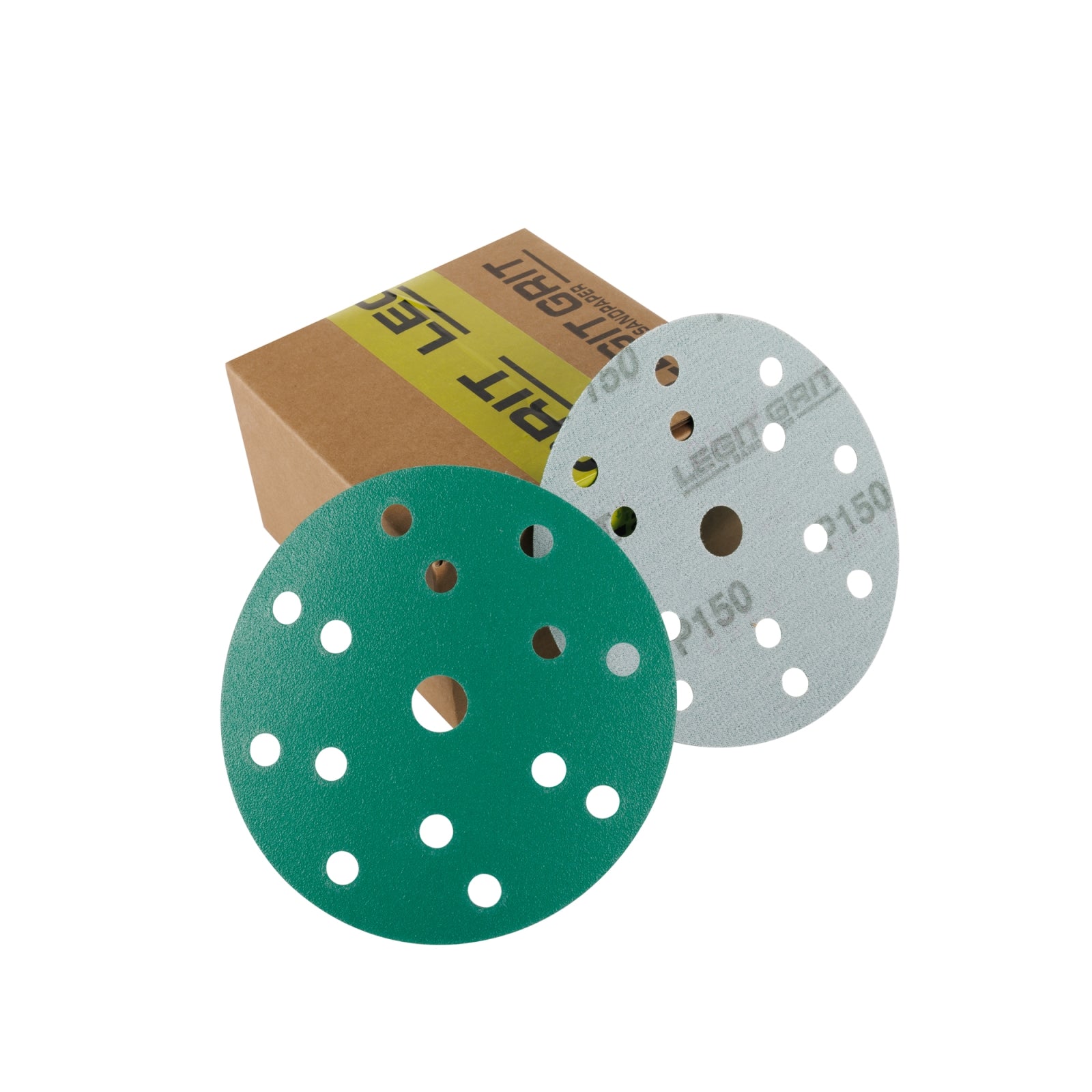 Legit Grit 6 inch Sand paper Disc, 15-Hole, Mixed Grit Variety Set - GRITS: 80/120/150/180/220 (10 of each) , 50 Pack