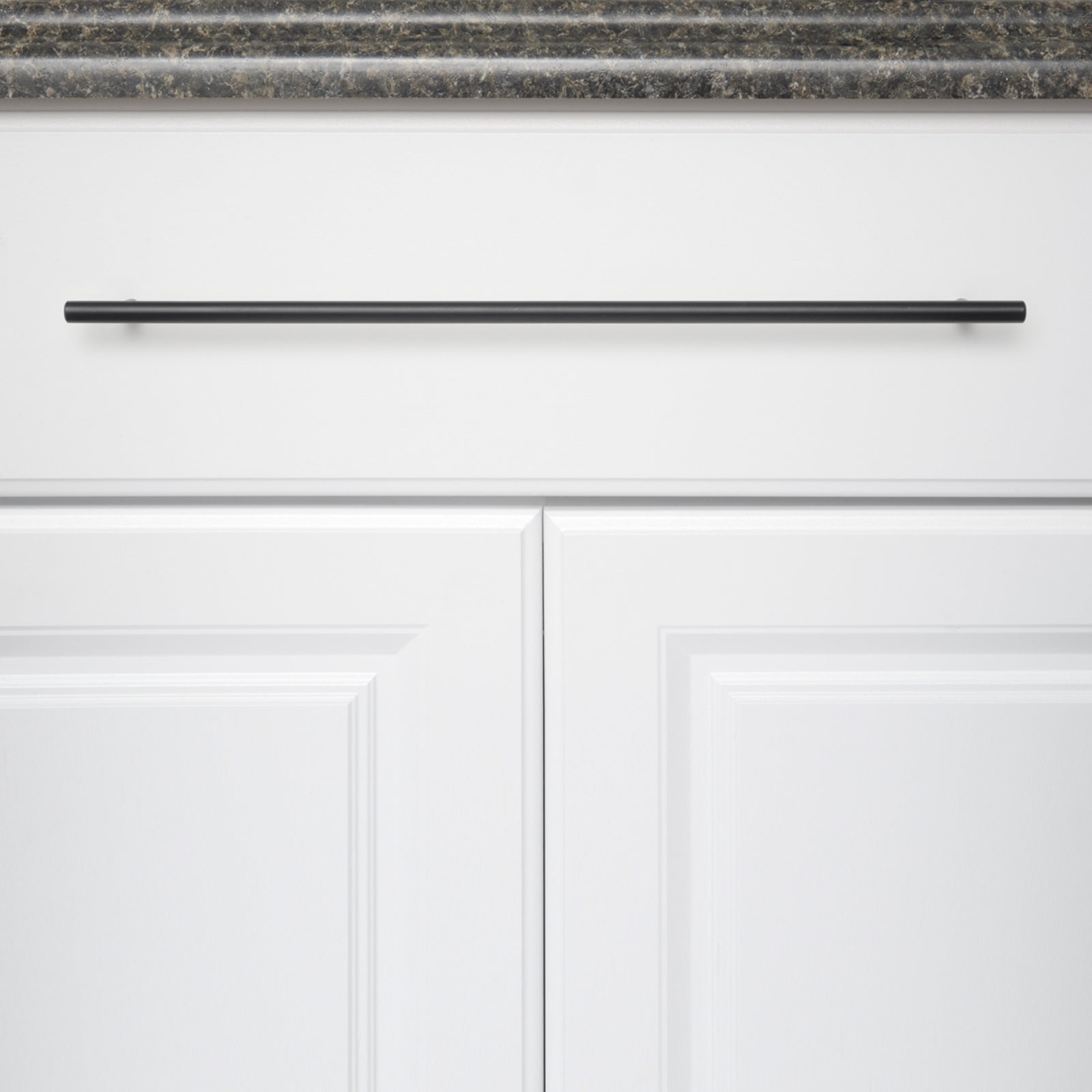 South Main Hardware Euro Bar Cabinet Handle (1/2" Diameter), 21.25" Length (18.9" Hole Center), Flat Black, 10-Pack