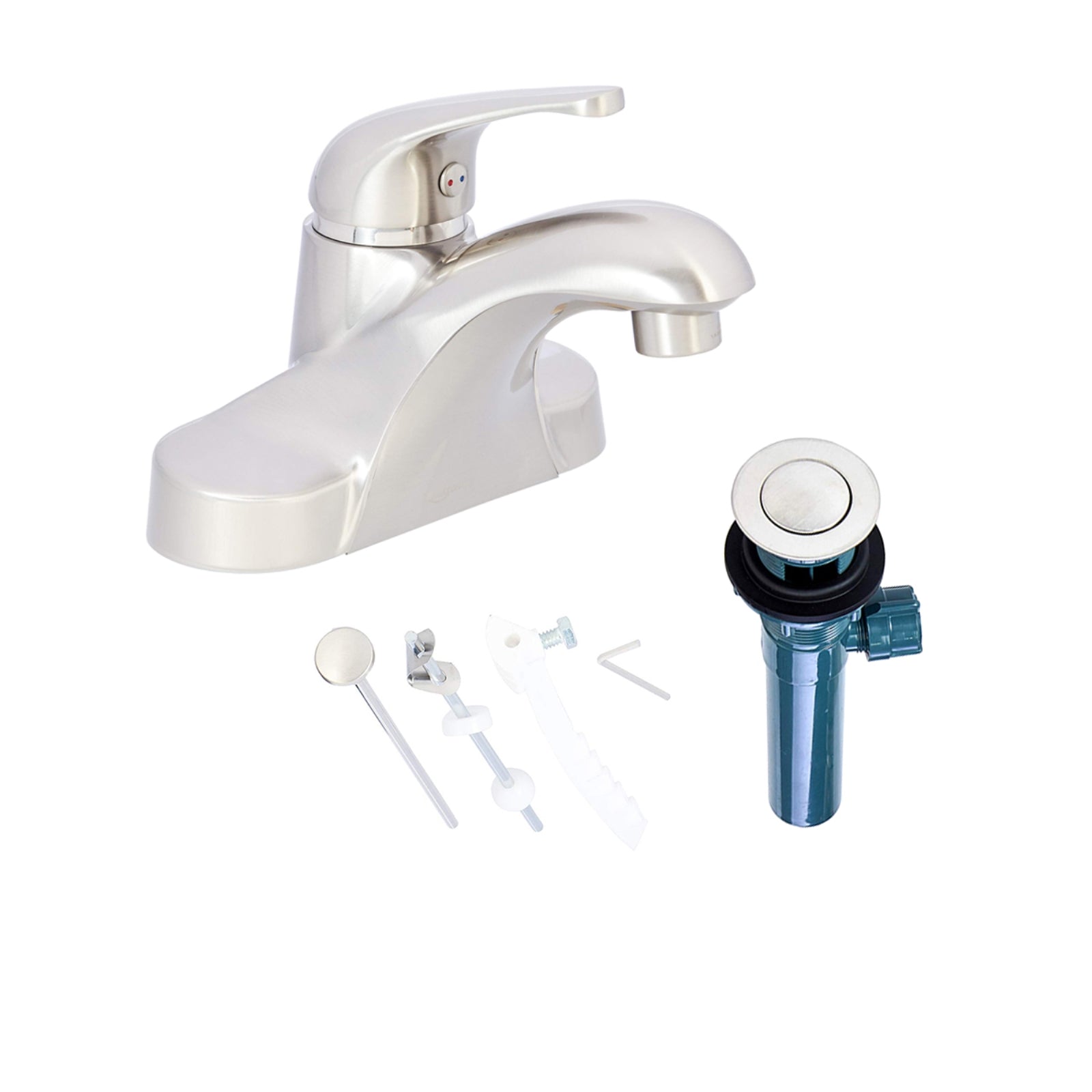 Single-Handle 3-Hole Mount Basin Faucet-4-Inch, Satin Nickel