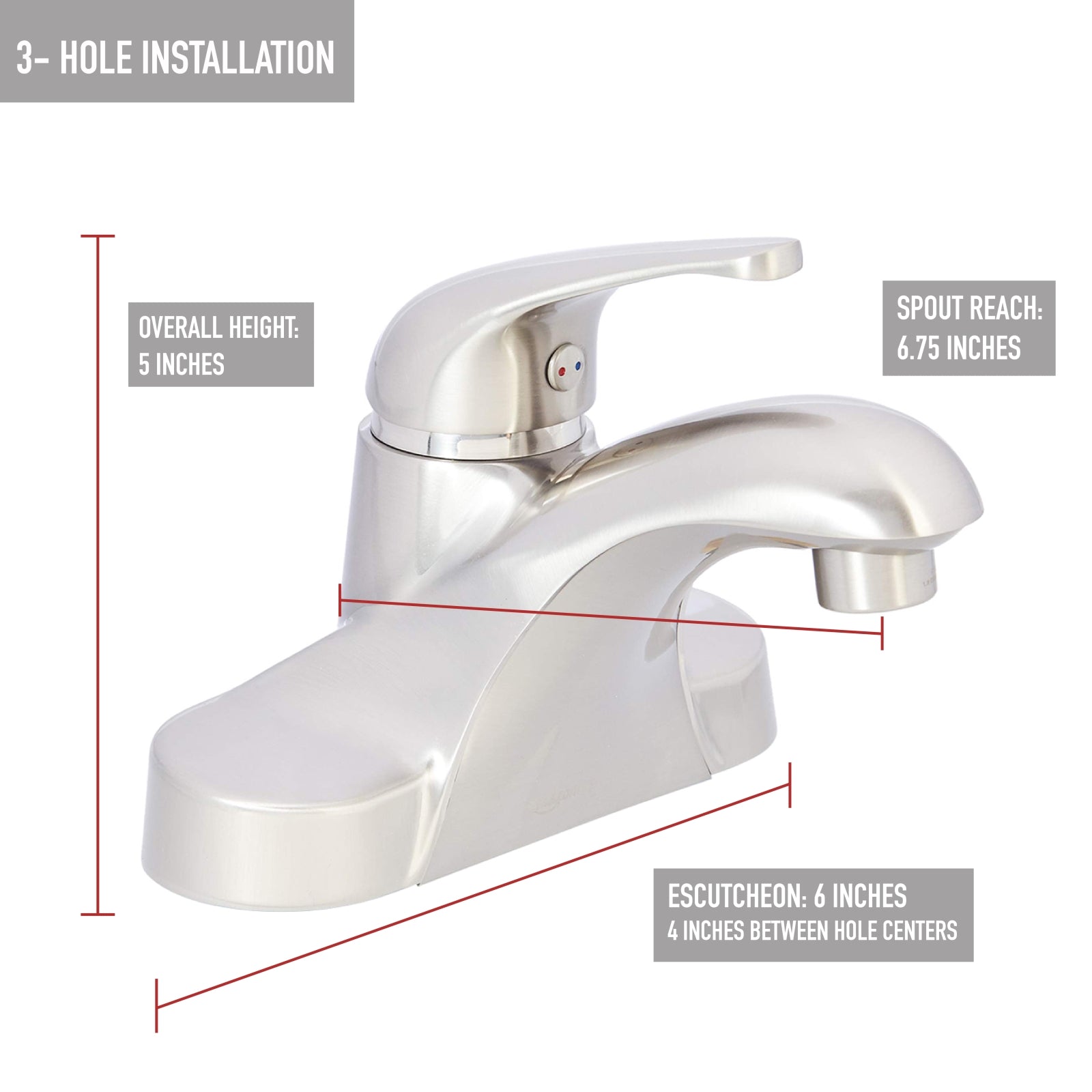 Single-Handle 3-Hole Mount Basin Faucet-4-Inch, Satin Nickel