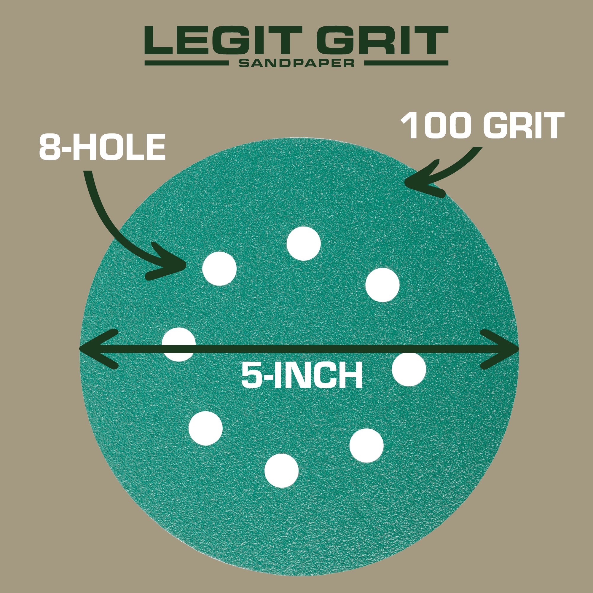 Legit Grit 5 inch Sand paper Disc, 8-Hole