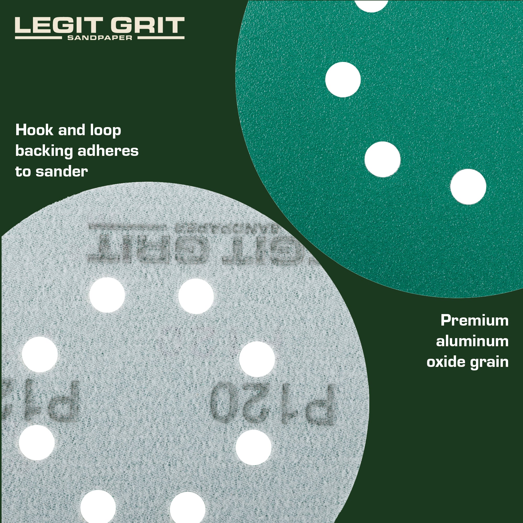 Legit Grit 5 inch Sand paper Disc, 8-Hole