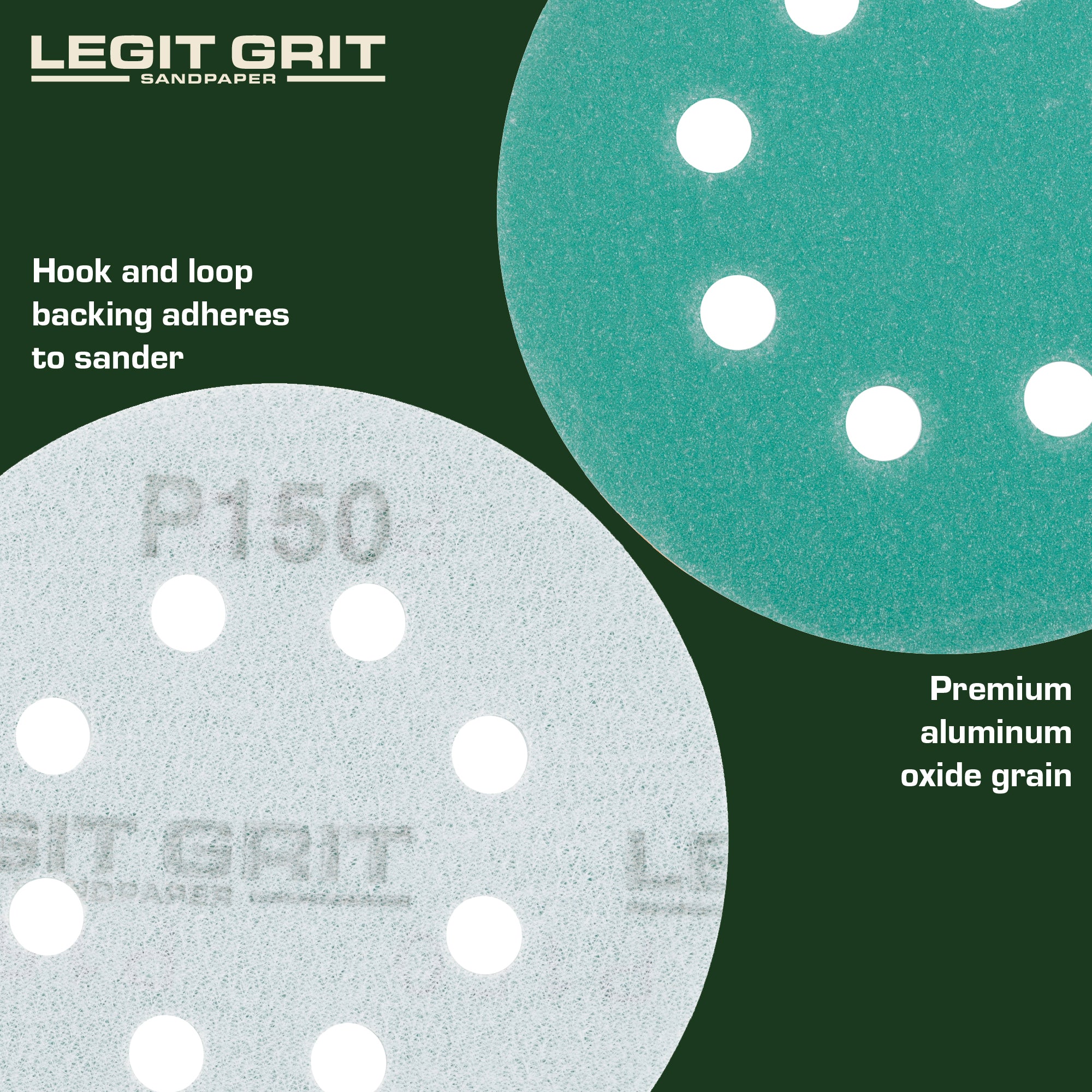 Legit Grit 5 inch Sand paper Disc, 8-Hole