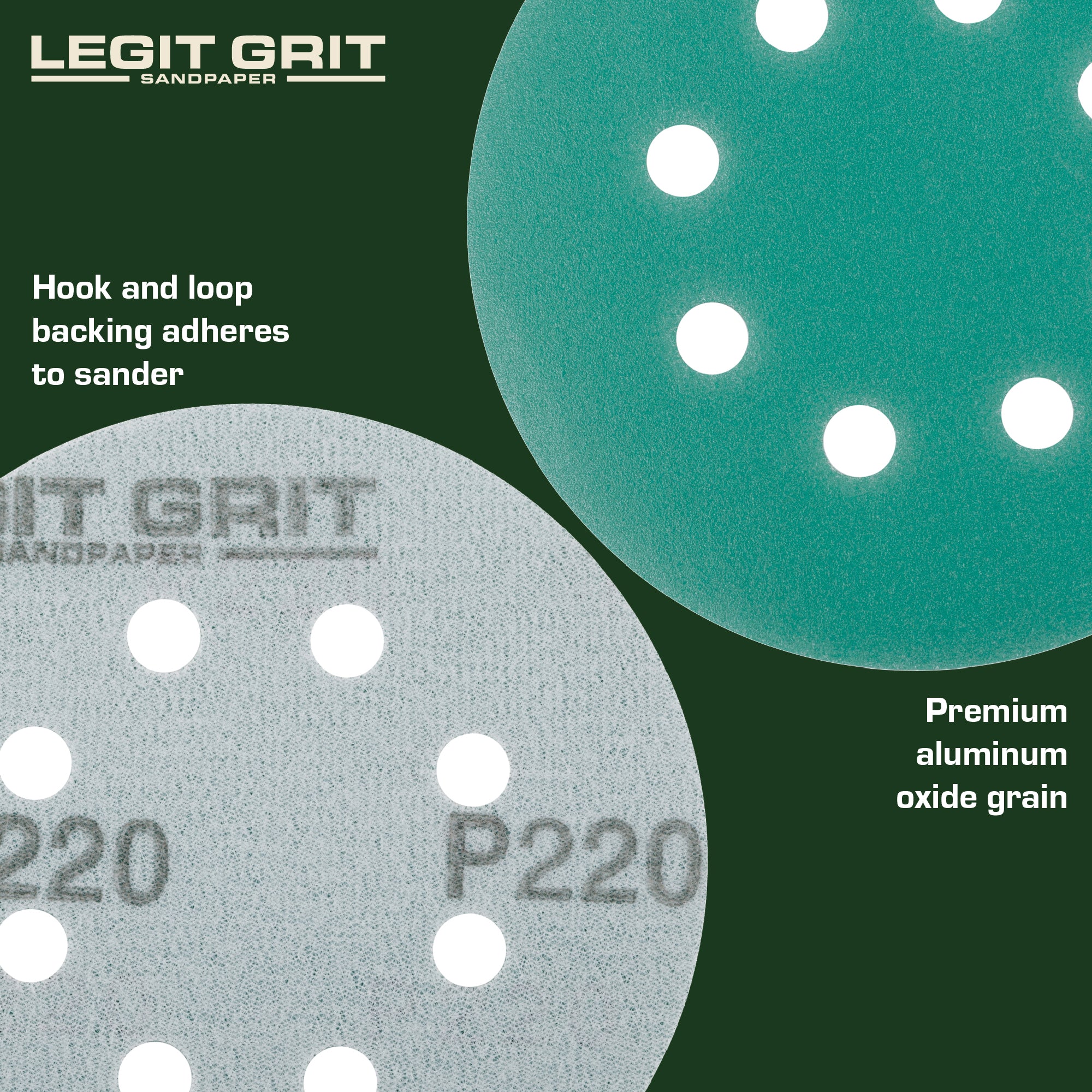 Legit Grit 5 inch Sand paper Disc, 8-Hole