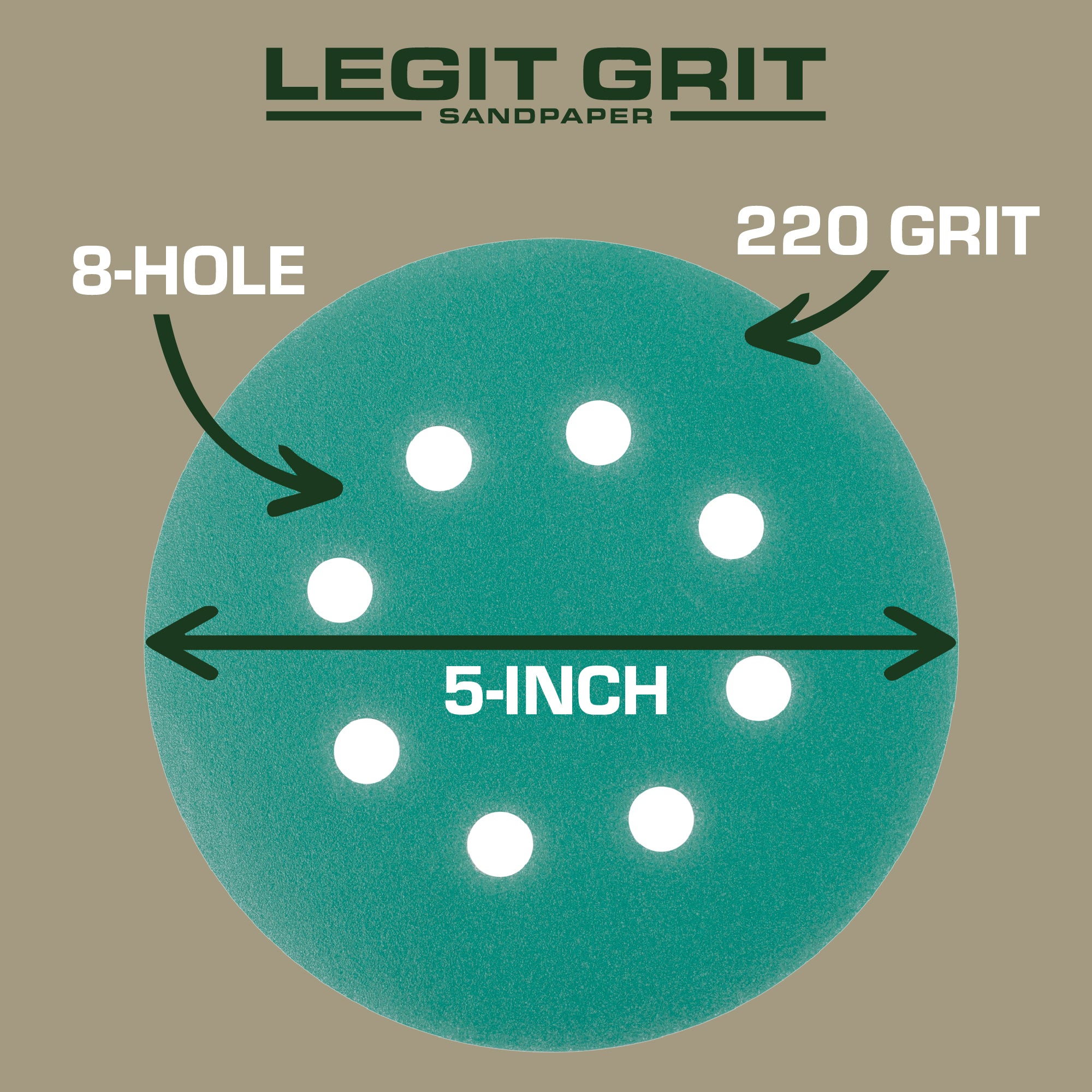 Legit Grit 5 inch Sand paper Disc, 8-Hole