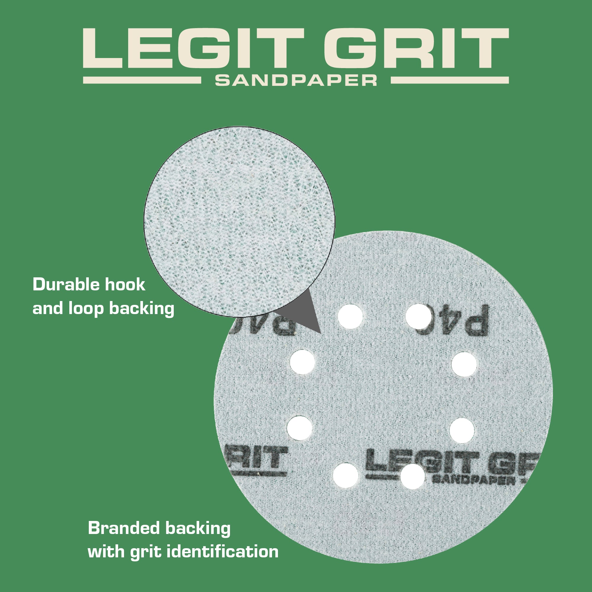 Legit Grit 5 inch Sand paper Disc, 8-Hole