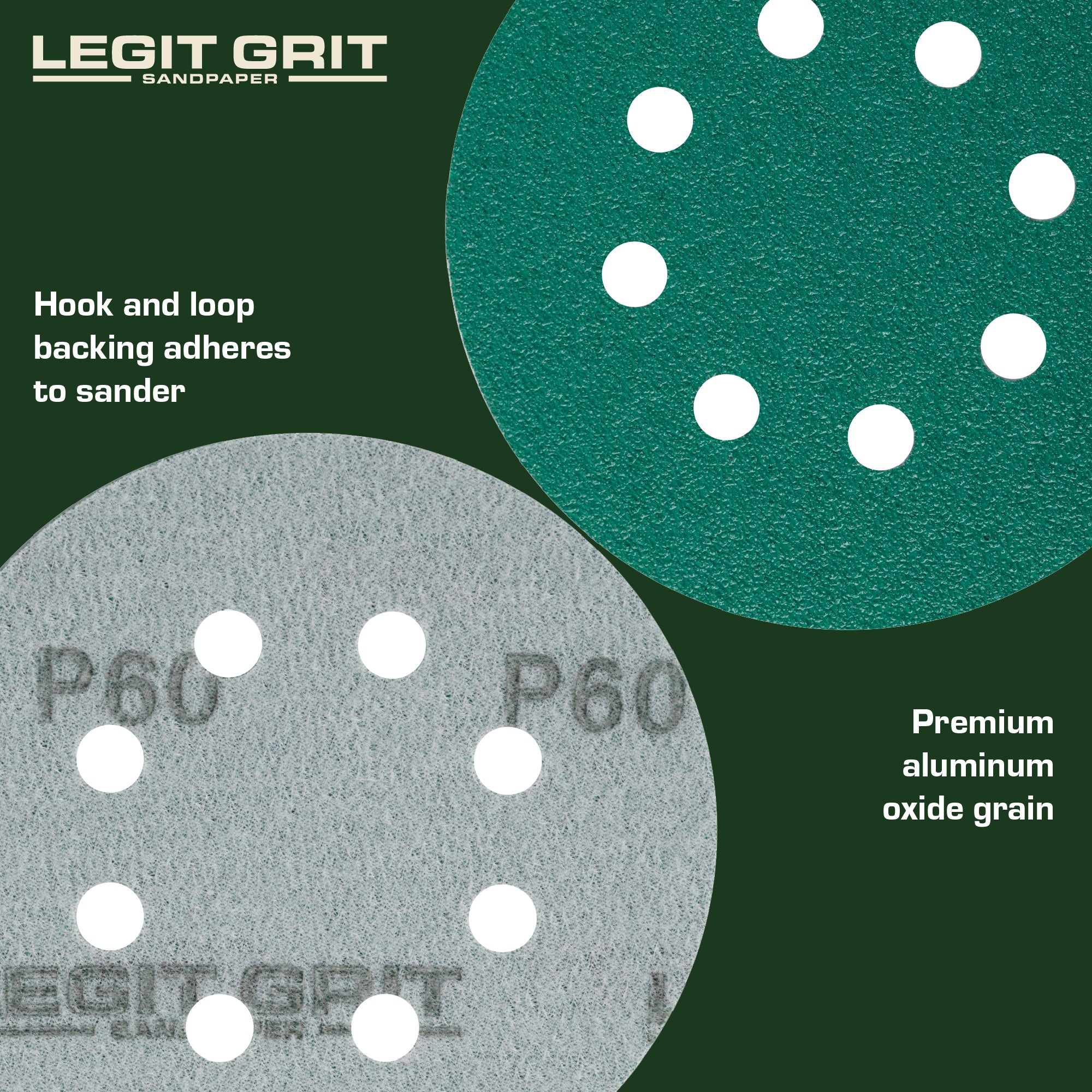 Legit Grit 5 inch Sand paper Disc, 8-Hole