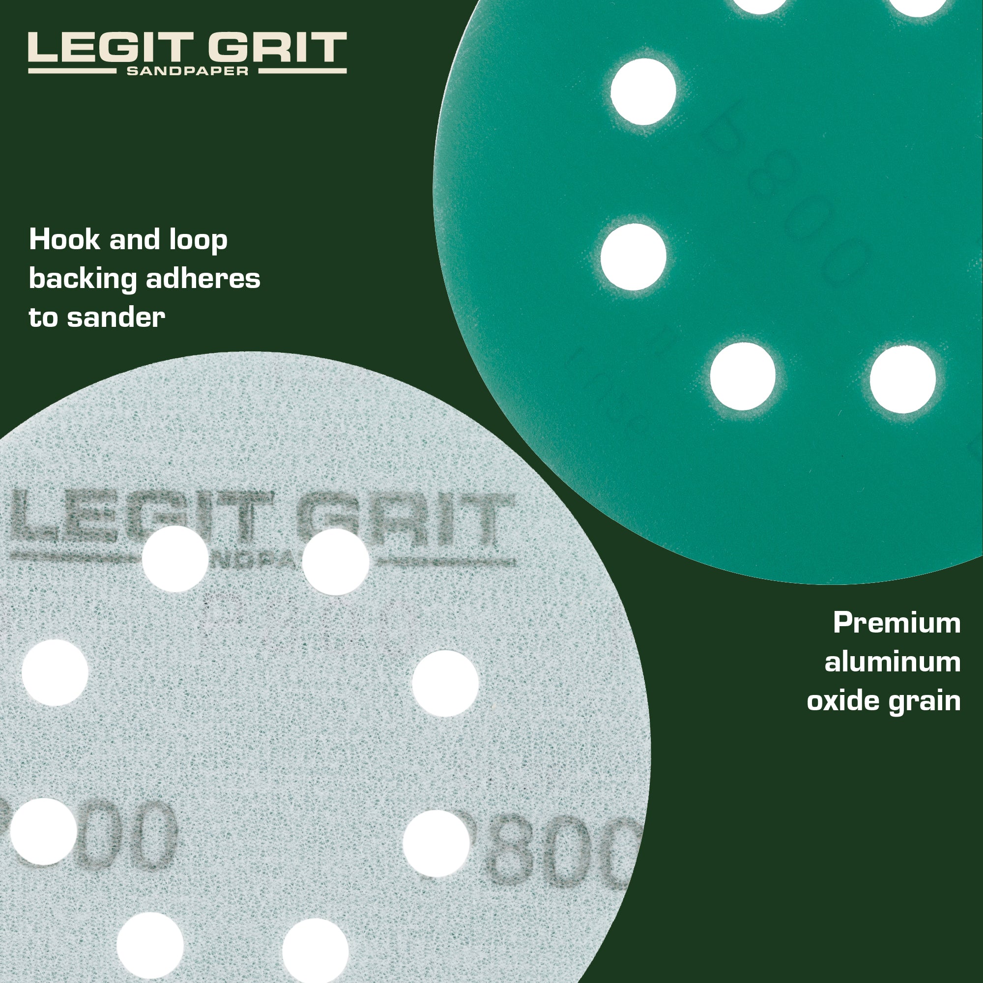 Legit Grit 5 inch Sand paper Disc, 8-Hole