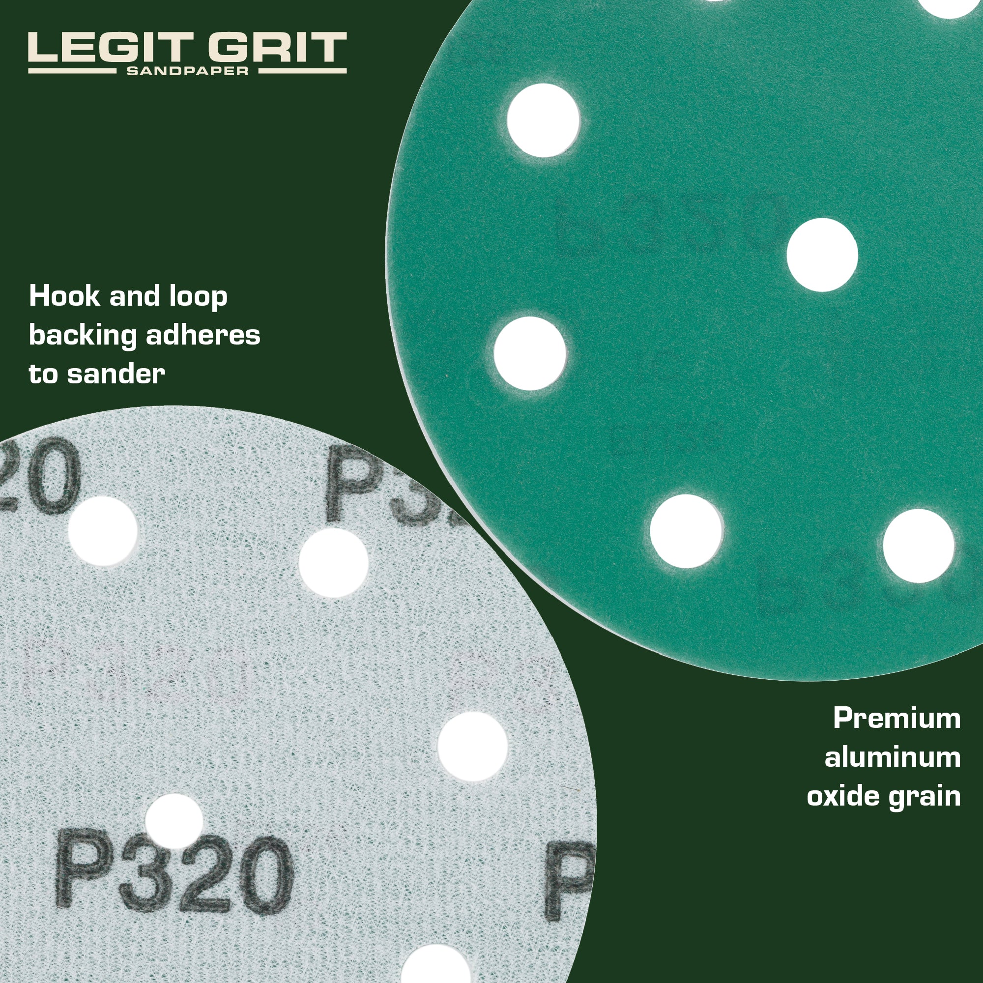 Legit Grit 5 inch Sand paper Disc, 9-Hole