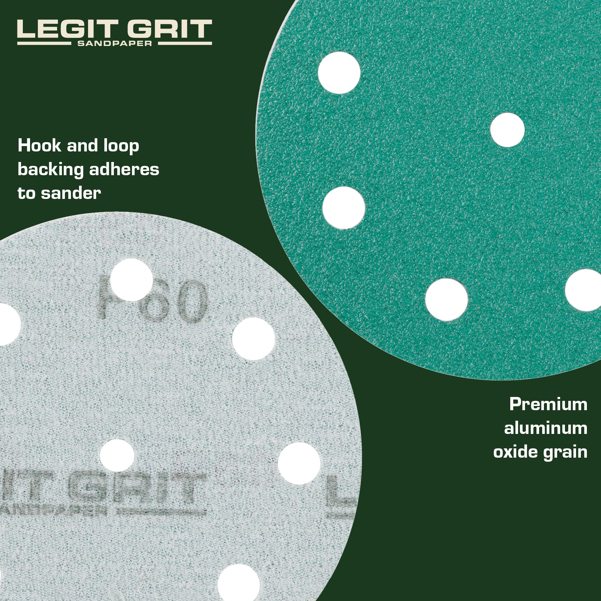 Legit Grit 5 inch Sand paper Disc, 9-Hole