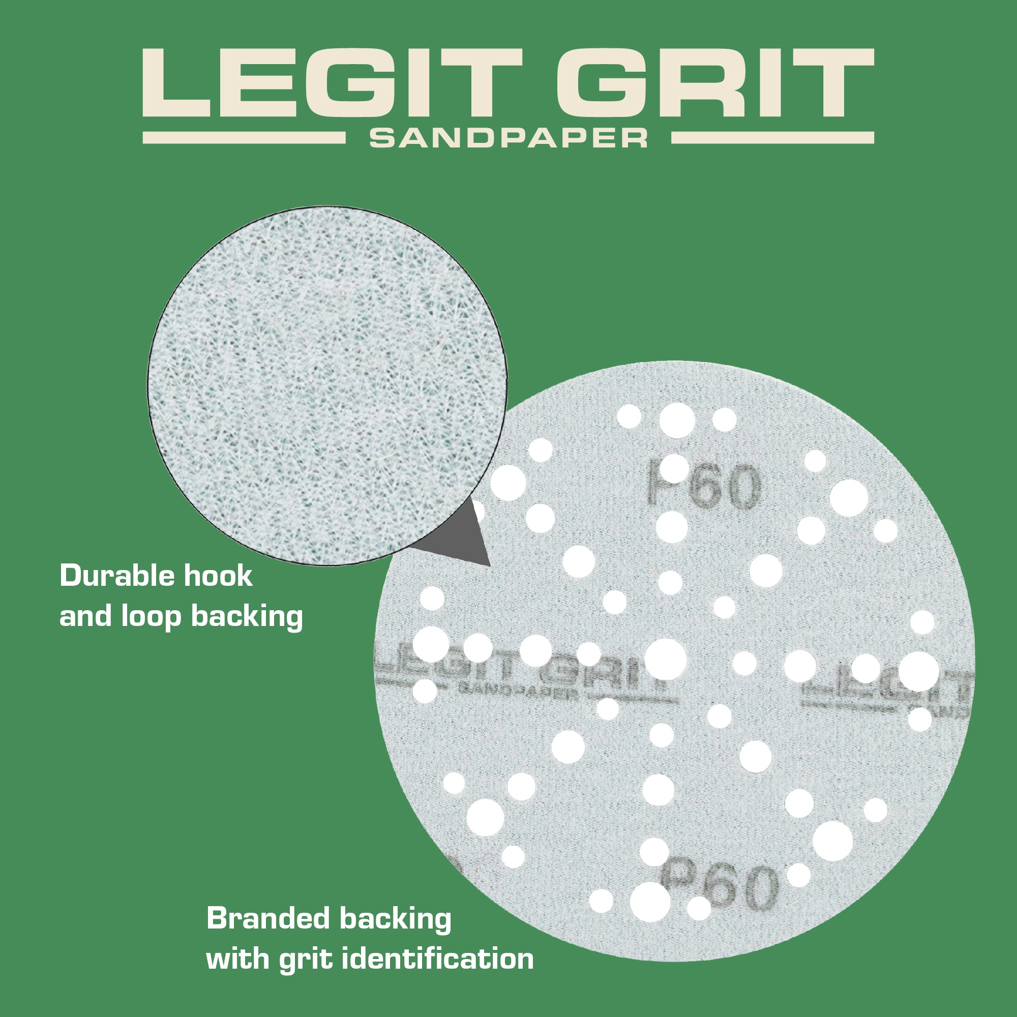 Legit Grit 6 inch Sand paper Disc, 49-Hole