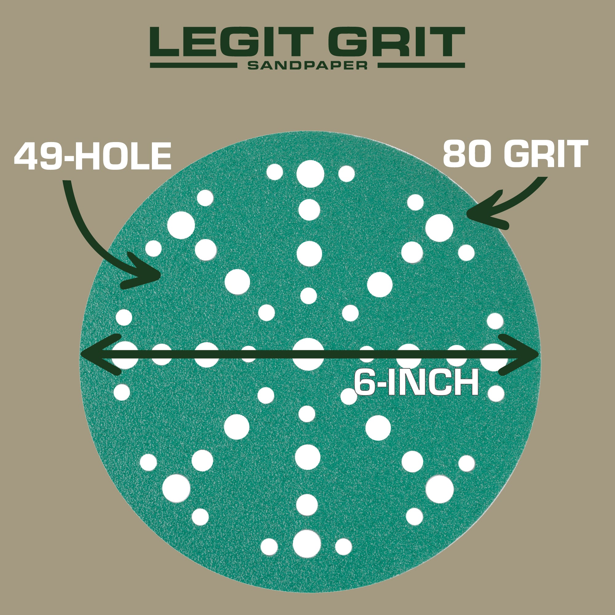 Legit Grit 6 inch Sand paper Disc, 49-Hole