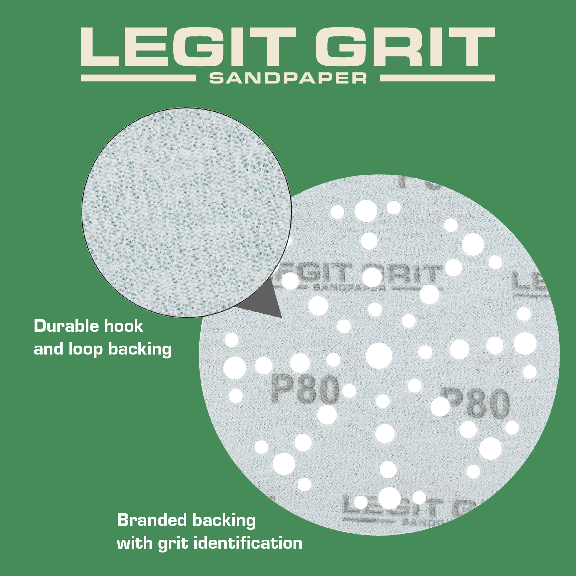 Legit Grit 6 inch Sand paper Disc, 49-Hole