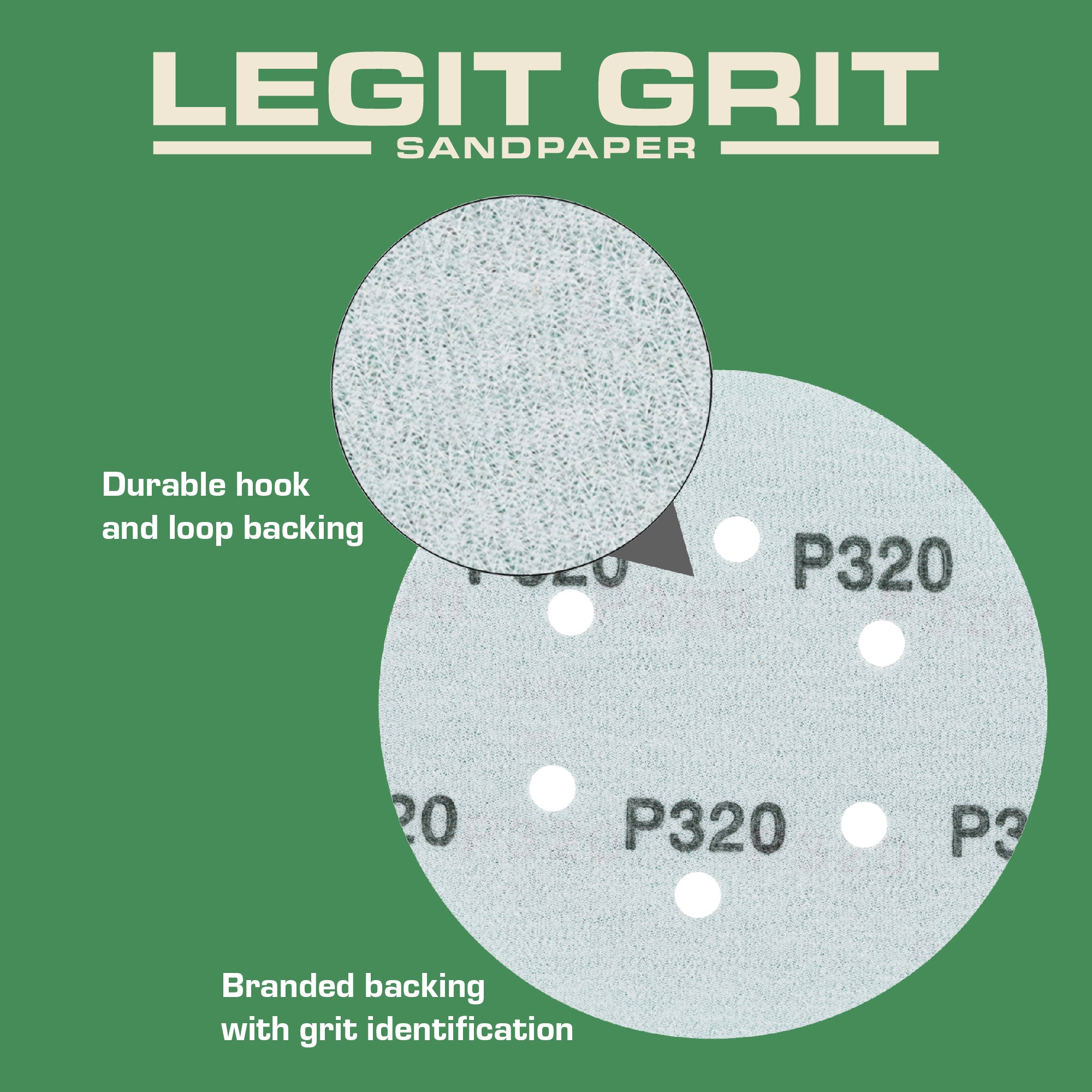 Legit Grit 6 inch Sand paper Disc, 6-Hole