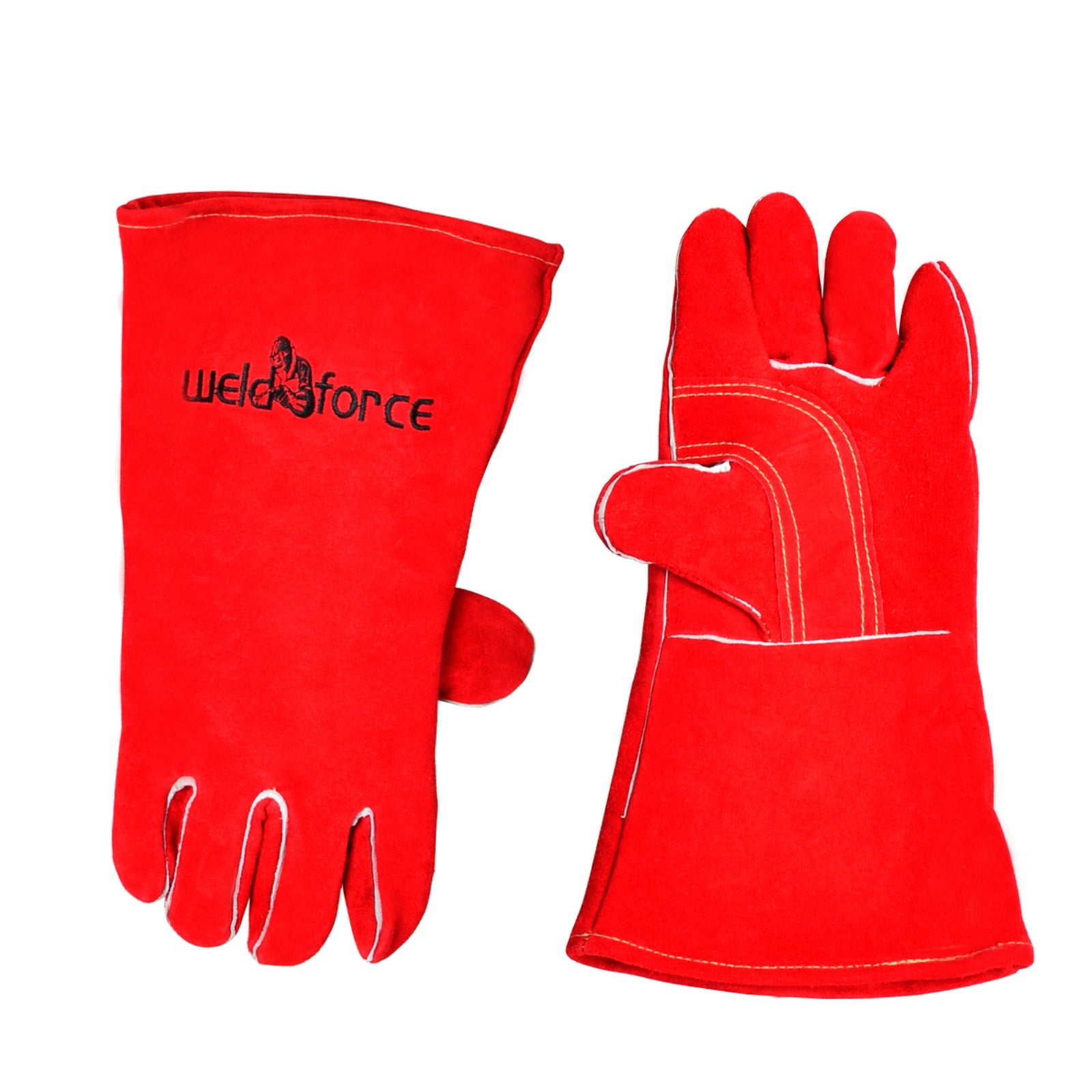 WeldForce Welding Gloves Woven Fleece Lining, Red, One size