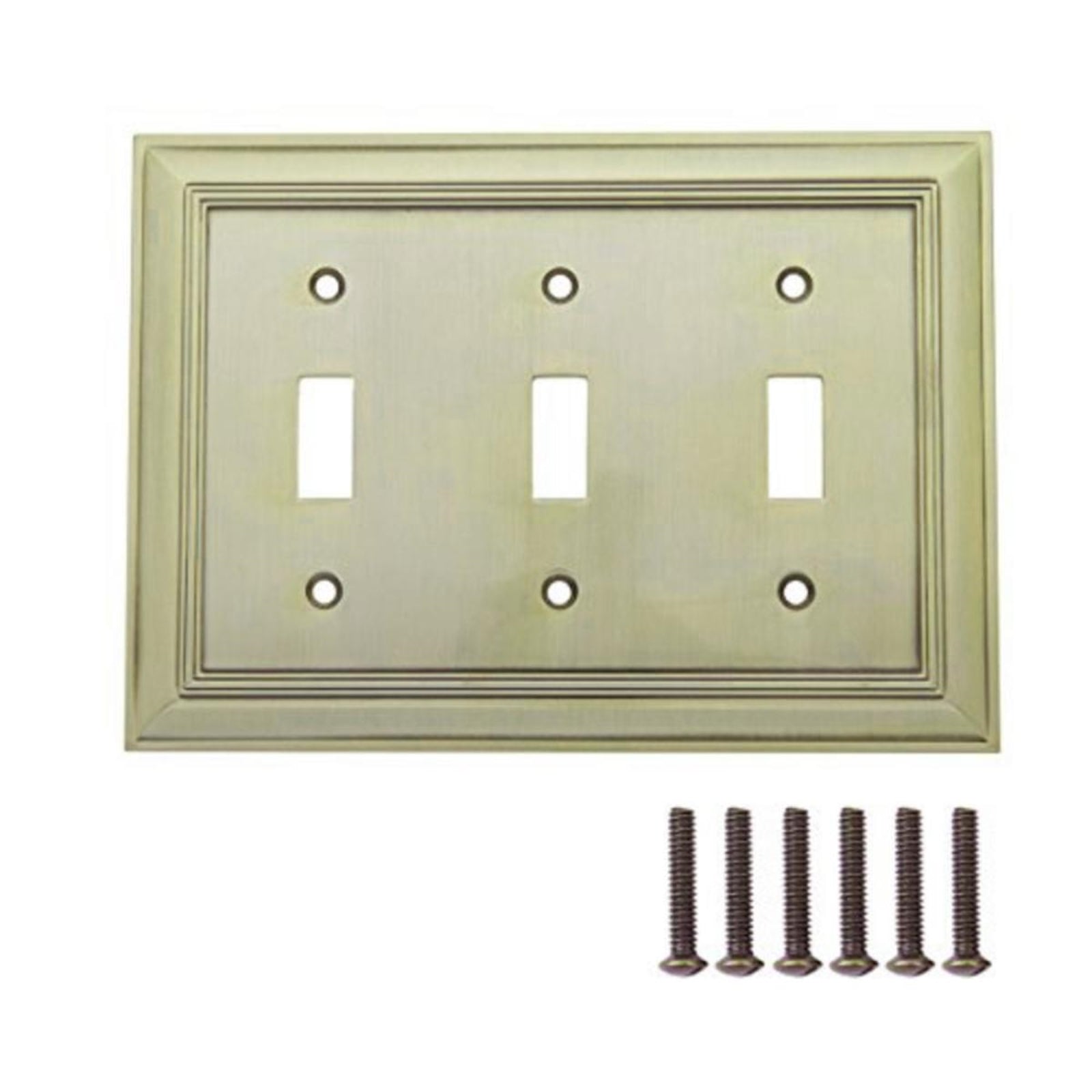 South Main Hardware Triple Toggle Wall Plate, Antique Brass, 1-Pack