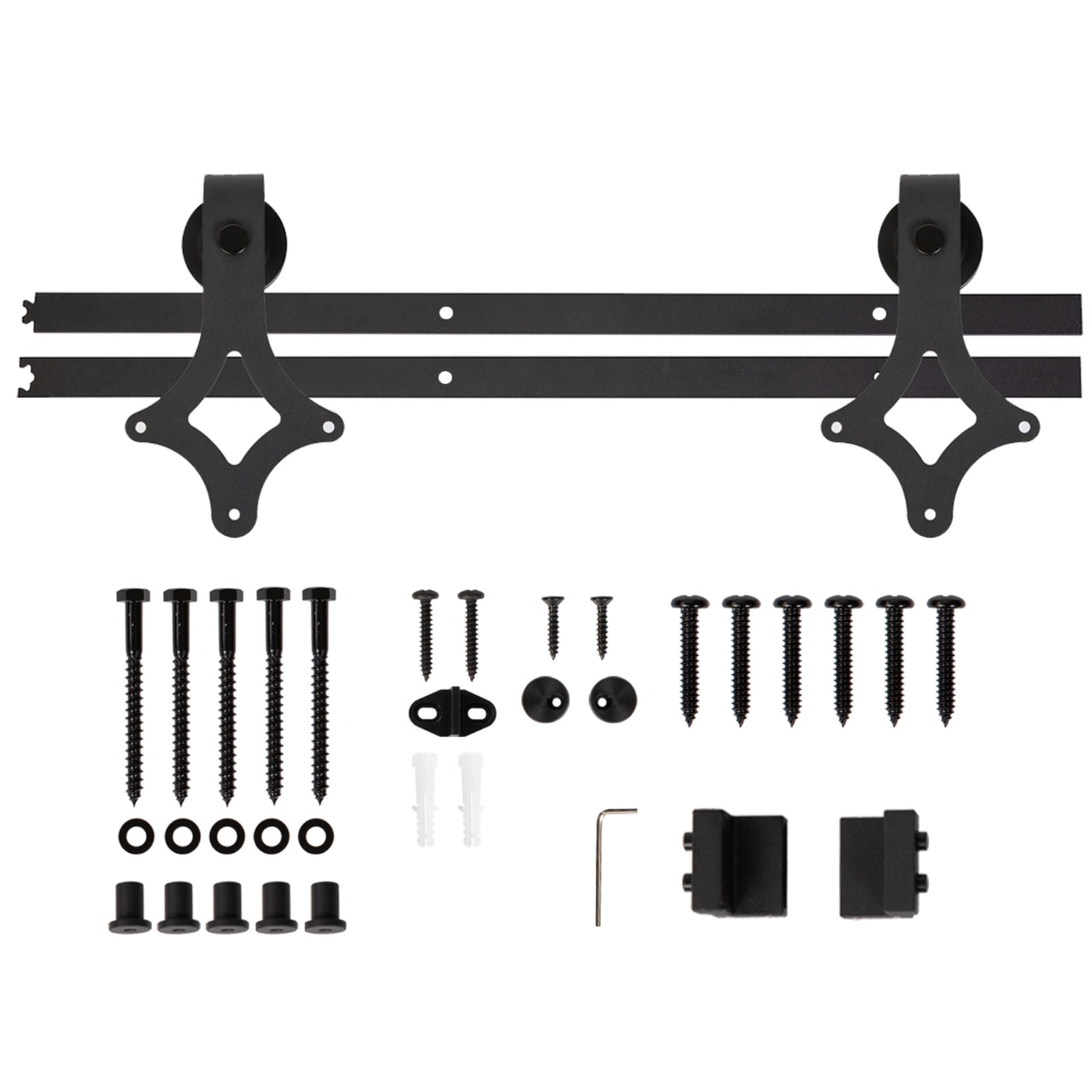 South Main Hardware 6.6FT Rhombus-Shaped Barn Door Hardware Kit, Black