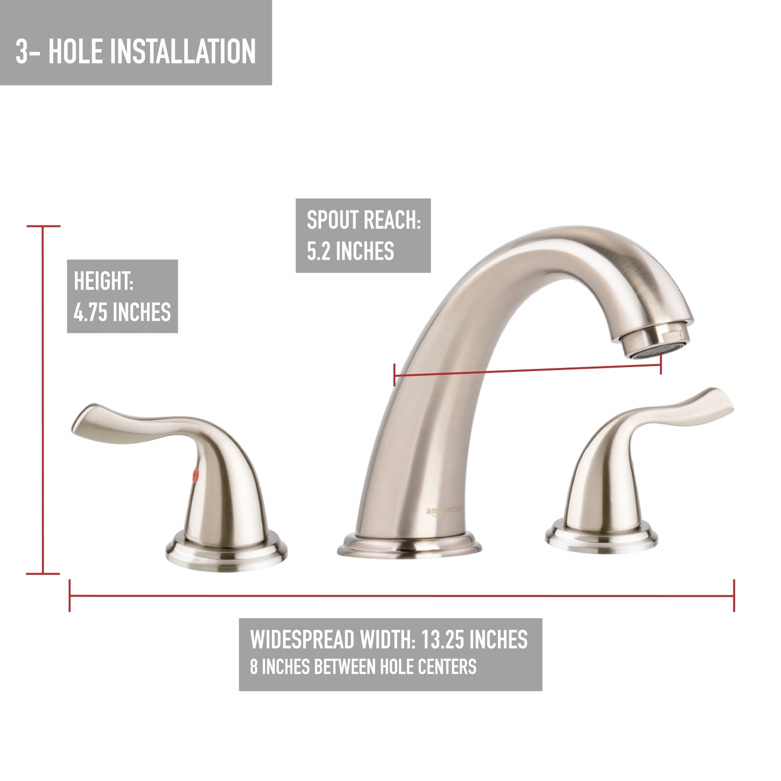 Two-Handle 3-Hole Mount 8-inch Bathroom Faucet, Satin Nickel