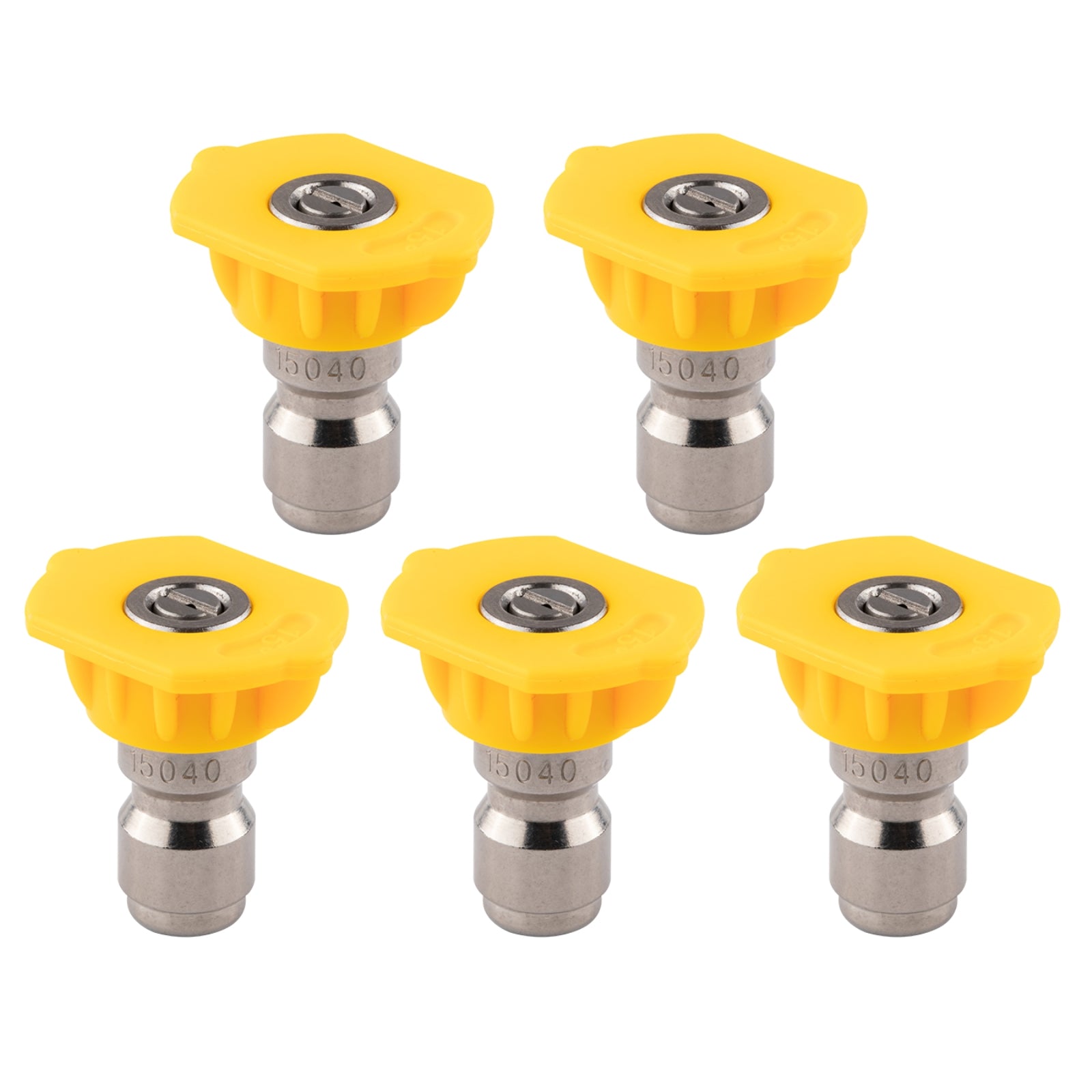 Clean Strike Professional Spray Nozzles, Yellow 15-Degree Spray Tips with 1/4 Inch Quick Connect Fitting, 4.0 Orifice and Pressure Washer Rated 6200 PSI, 5-Pack