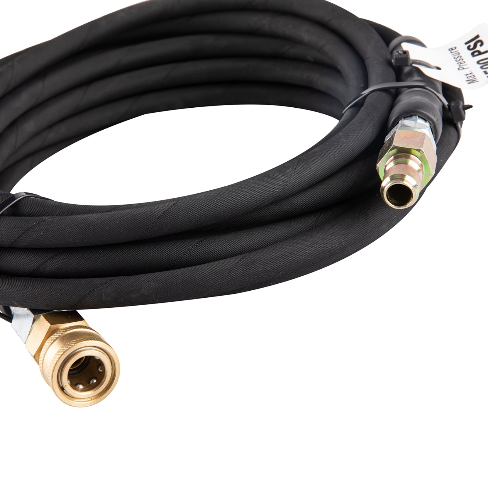 Clean Strike Professional Grade 1/4in x 25ft Rubber Steel Braided Replacement Hose with Quick Connect Coupler and Plug, Pressure Washer Rated 4500 PSI