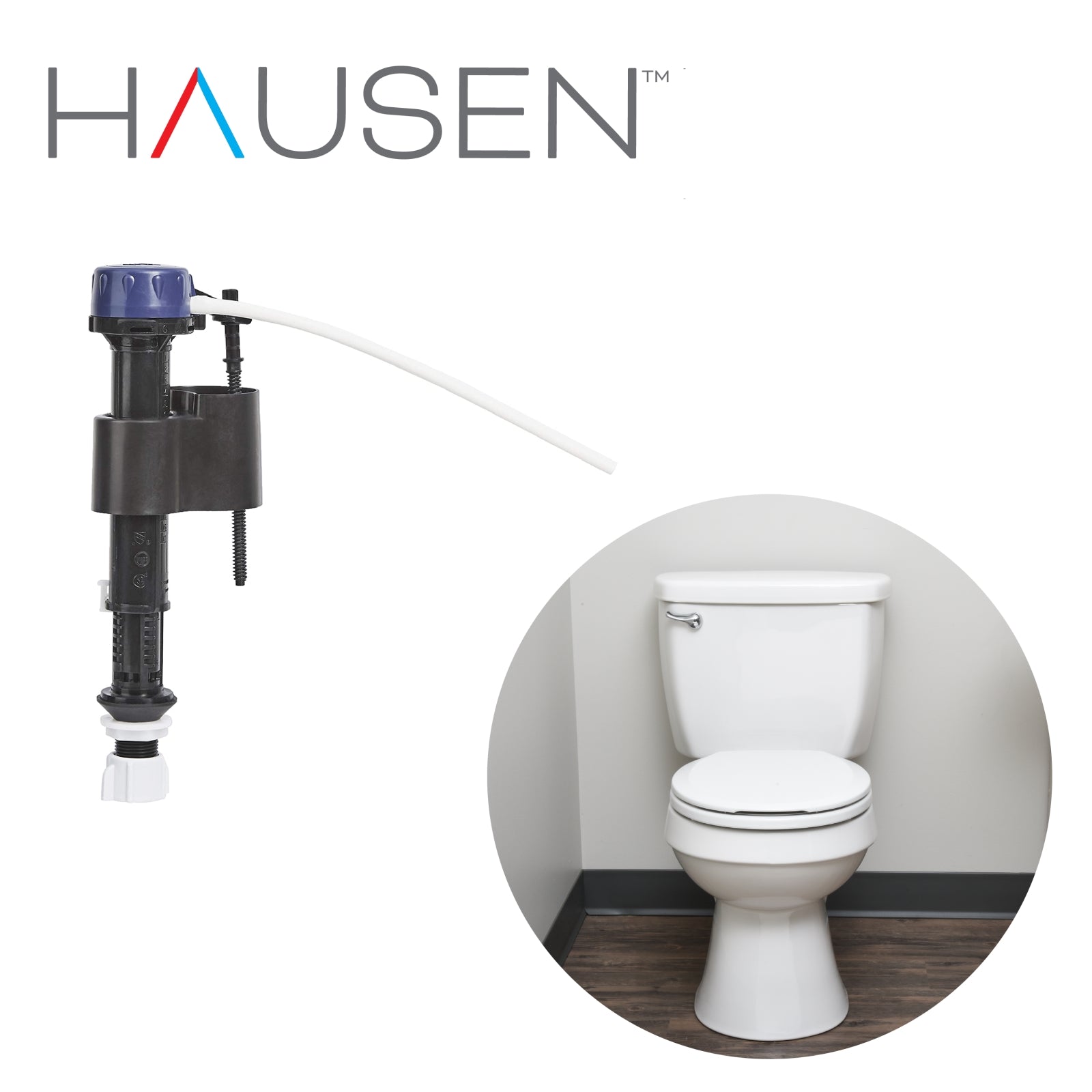 Hausen Standard Universal Toilet Fill Valve Replacement for Most Toilets, Durable Plastic Construction, Includes Adjustable Base and Bottom Connector for cistern, Black, 1-Pack