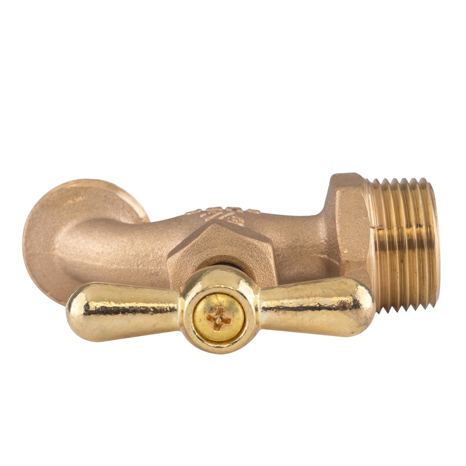 Hausen 3/4-inch MIP (Male Iron Pipe) x 3/4-inch MHT (Male Hose Thread) Brass Hose Bibb Valve with Tee Handle Shutoff; cUPC Certified, Compatible with Standard Garden Hoses, 1-pack