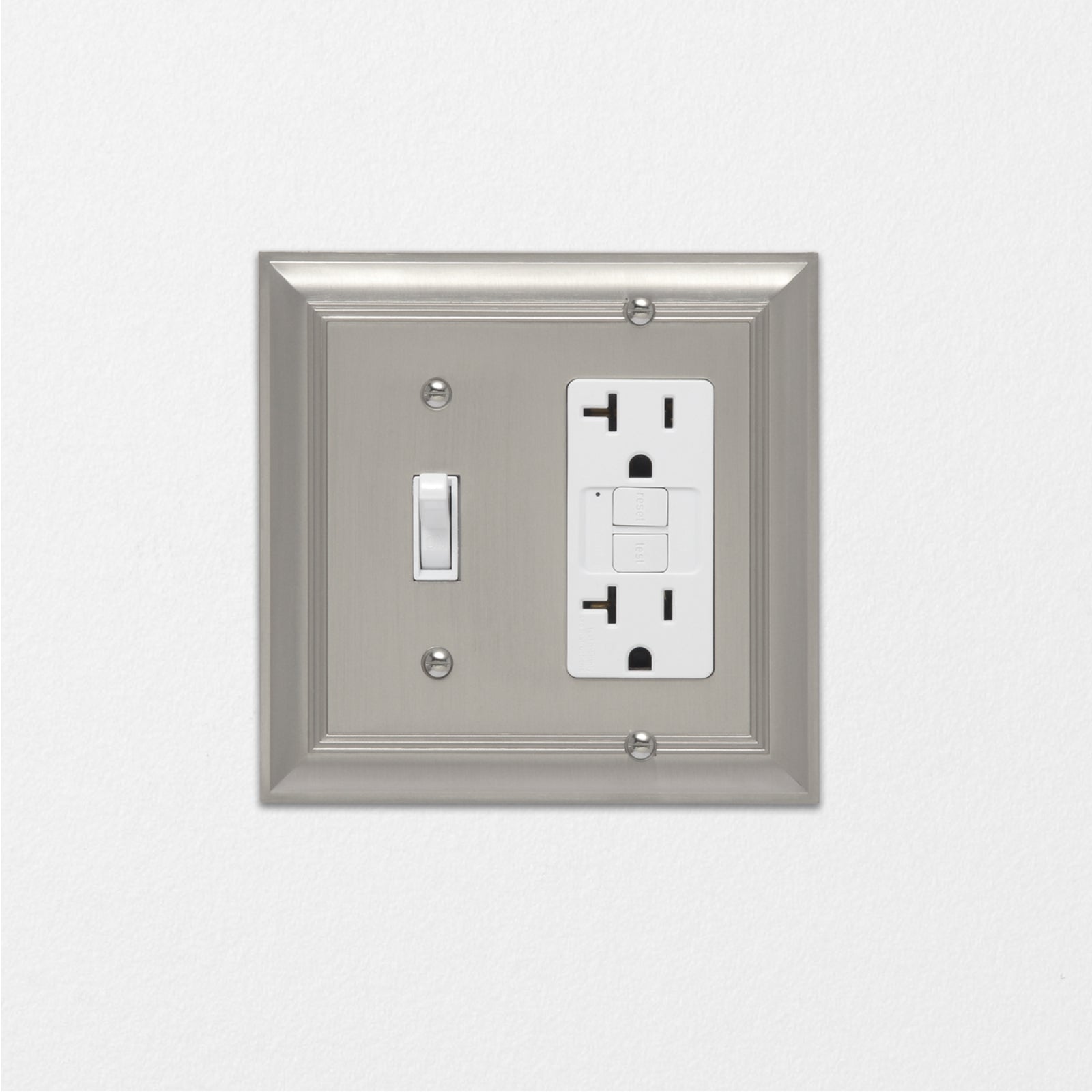 AmazonBasics Toggle and Gang Wall Plate, Satin Nickel, 2-Pack