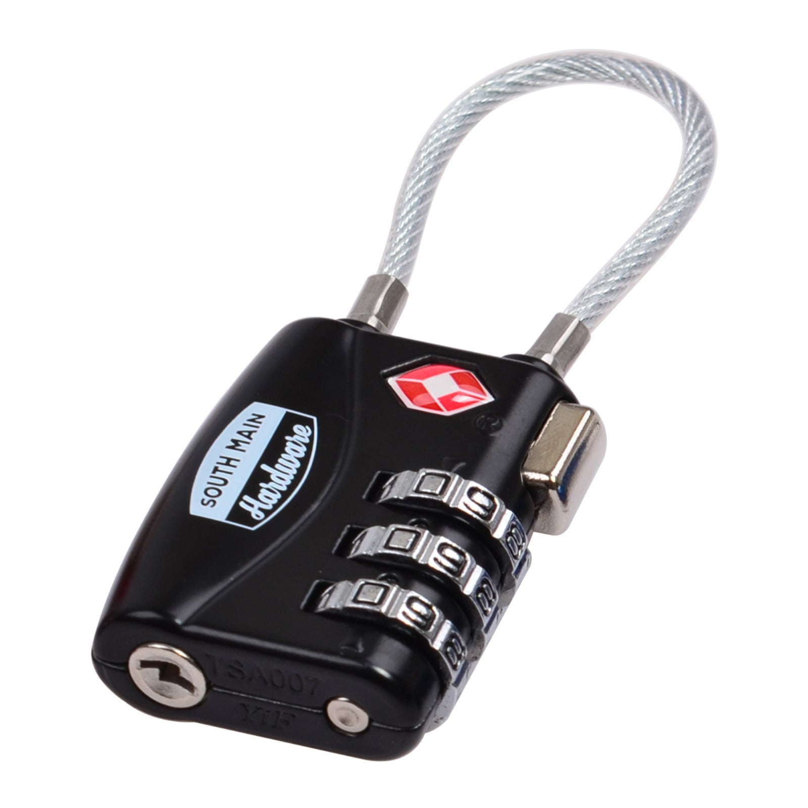 South Main Hardware TSA Accepted Combination Cable Luggage Lock in Black 1-Pack