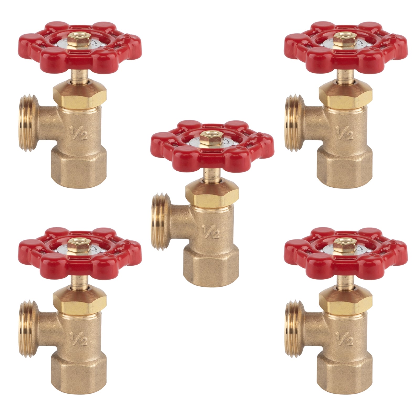 Hausen 1/2-inch FIP (Female Iron Pipe) x 3/4-inch MHT (Male Hose Thread) Brass Boiler Drain Valve; cUPC Certified; Compatible with Boilers and Water Heaters in Plumbing and Heating Systems, 5-pack