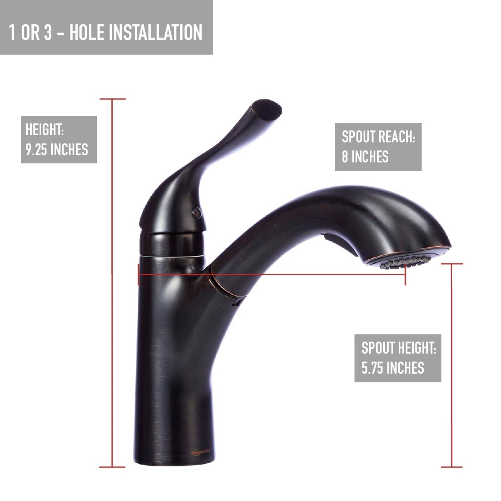 Single-Handle Kitchen Pull Out Sprayer Faucet, Arched, Oil-Rubbed Bronze