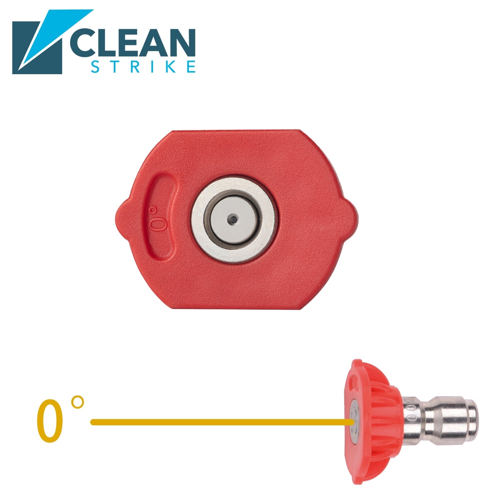 Clean Strike Professional Spray Nozzles, Red 0-Degree Spray Tips with 1/4 Inch Quick Connect Fitting, 2.0 Orifice and Pressure Washer Rated 6200 PSI, 5-Pack