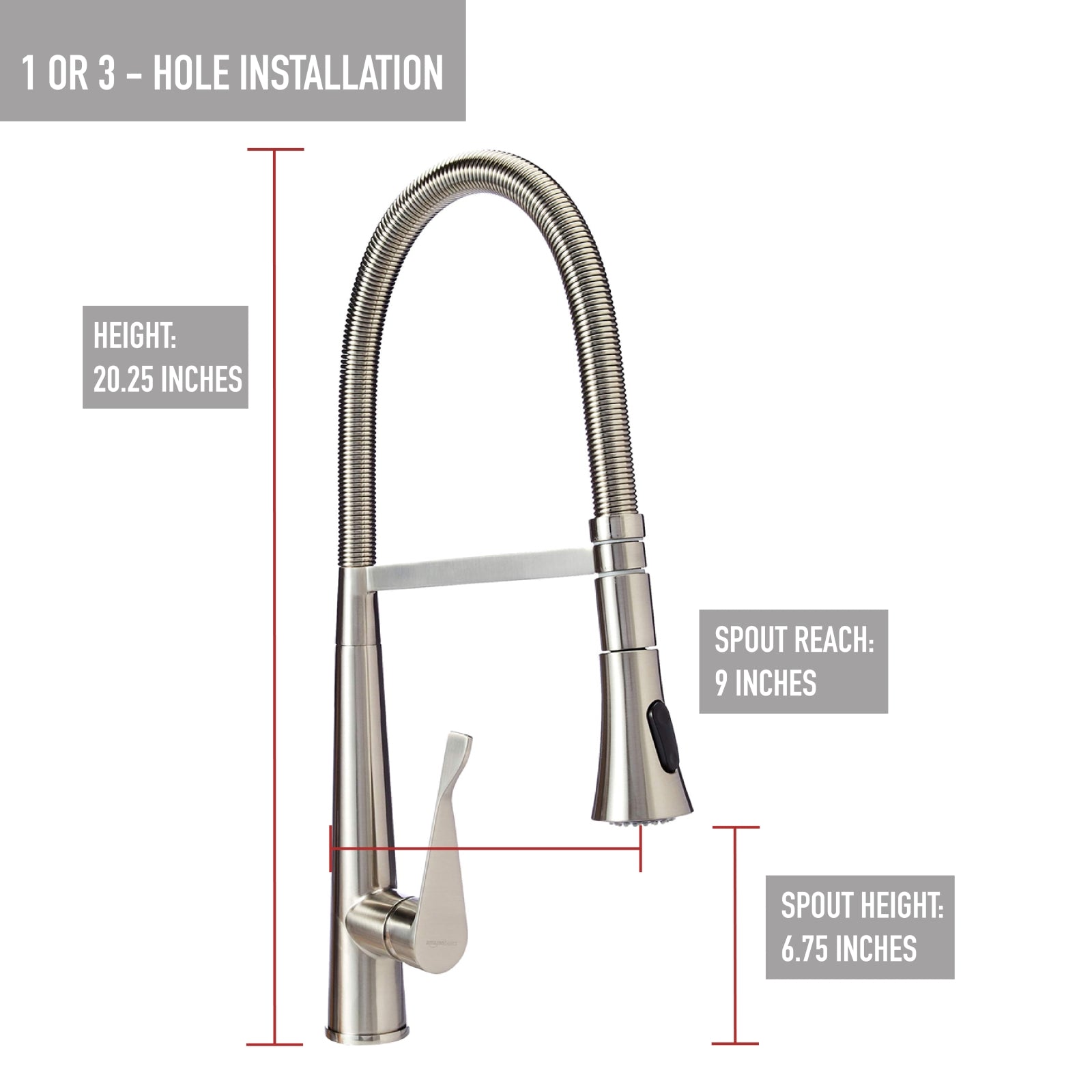 Pro-Style Flexible Sprayer Kitchen Faucet, Satin Nickel