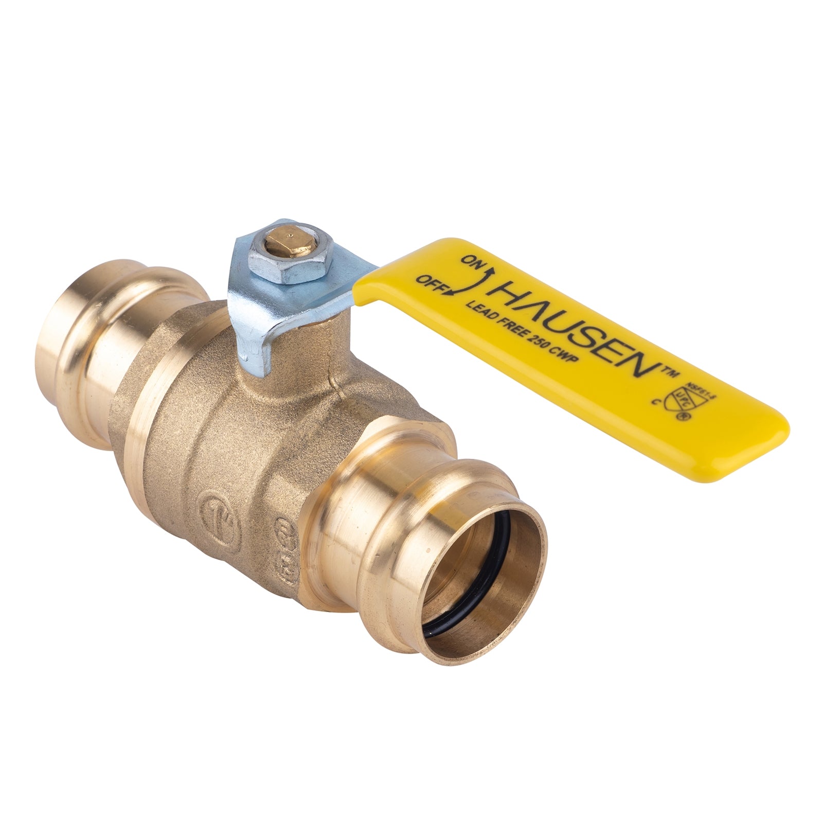 Hausen 1-inch Single O-Ring Press Ball Valve; Lead Free Forged Brass; Blowout Resistant Stem; For Use in Potable Water Distribution Systems, Hydronic Heating and Chilled Water, 1-Pack