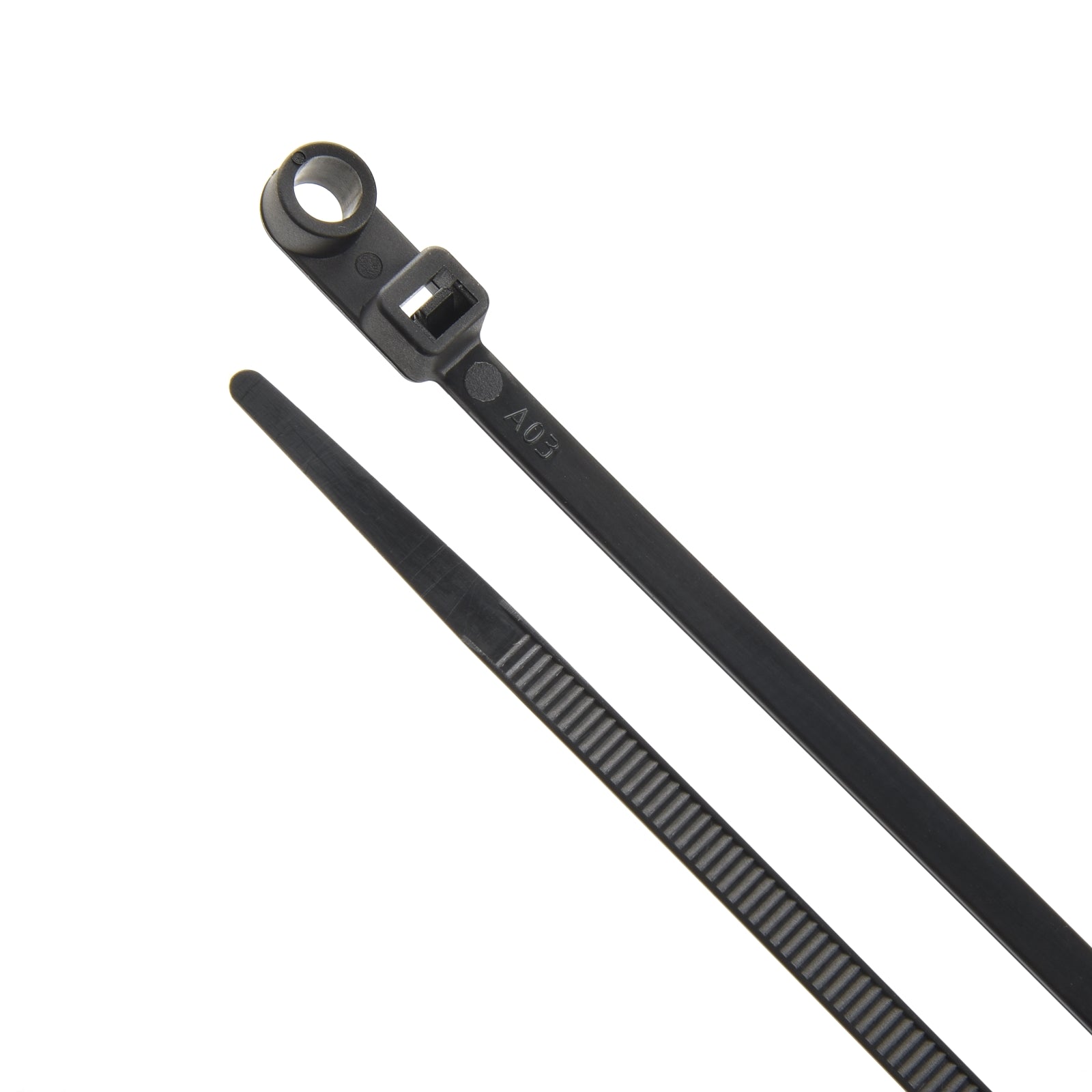 6.3-inch UV Resistant Black Screw Mount Cable Tie, 50-lb Tensile Strength, UL 21 Listed, 100-Pack