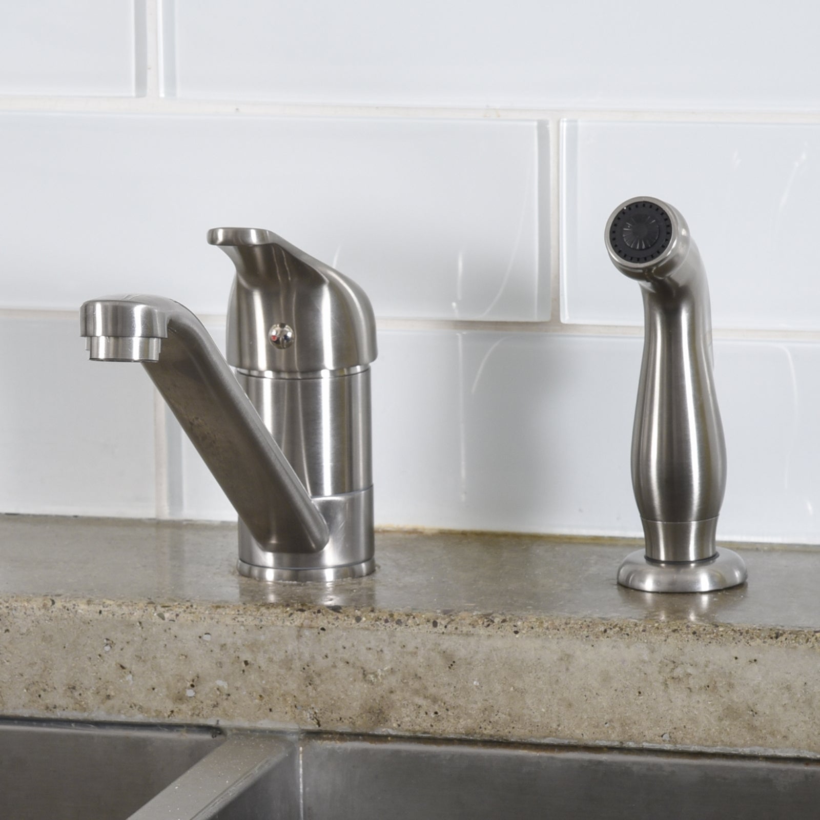 Classic Kitchen Faucet Set with Sprayer, Satin Nickel