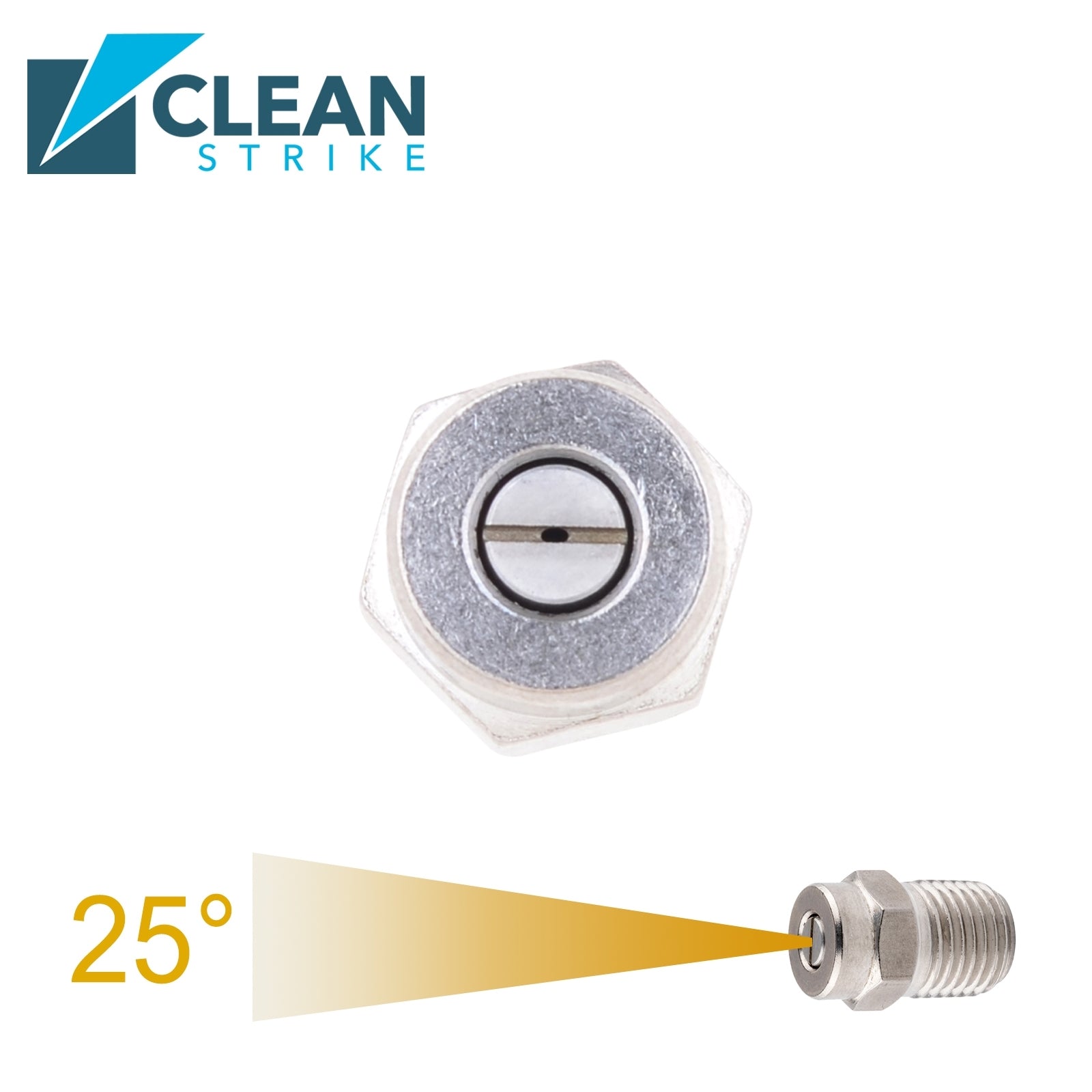 Clean Strike Professional Nozzle Replacements, 25-Degree Threaded Spray Nozzles with 1/4 Inch Male NPT, 1.5 Orifice and Pressure Washer Rated 4000 PSI, 4-Pack