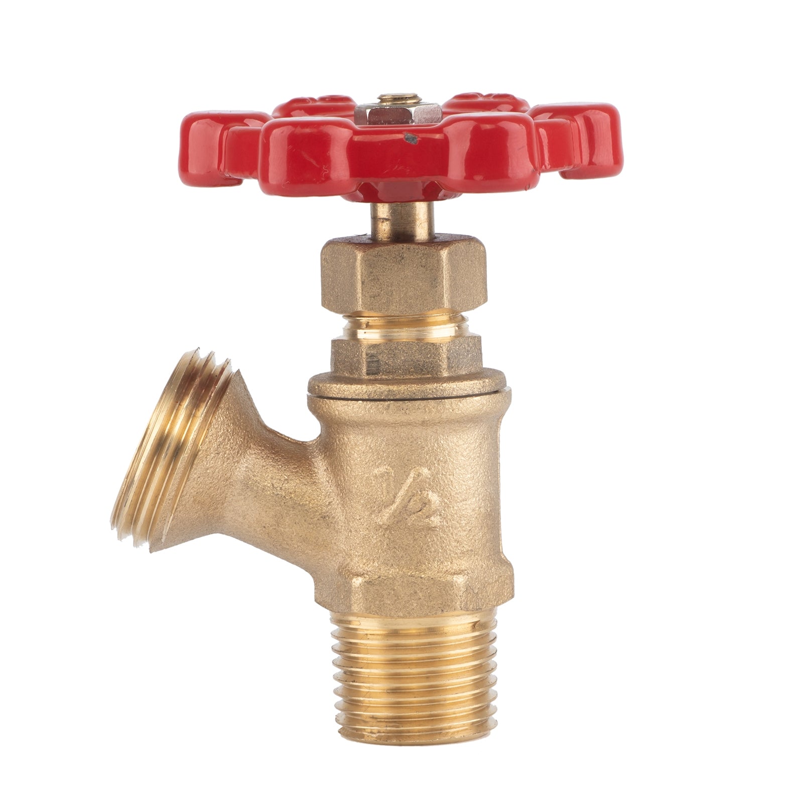 Hausen 1/2-inch MIP (Male Iron Pipe) or 1/2-inch Sweat x 3/4-inch MHT (Male Hose Thread) Brass Boiler Drain Valve; cUPC Certified; Compatible with Boilers and Water Heaters, 1-Pack