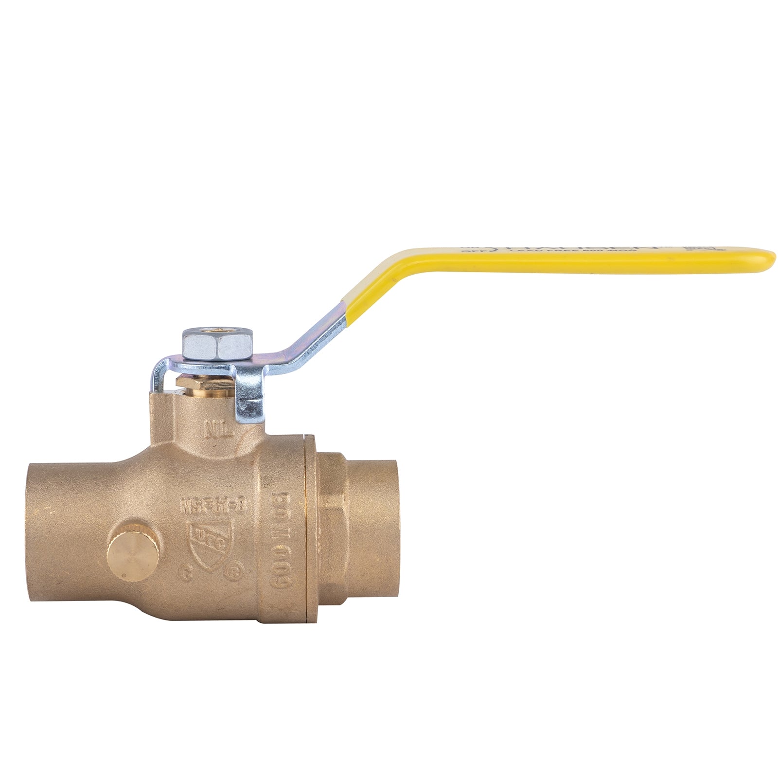 Hausen 1-inch Sweat x 1-inch Sweat Standard Port Brass Ball Valve with Drain; Lead Free Forged Brass; Blowout Resistant Stem; For Use in Potable Water, Oil and Gas Distribution Systems, 5-Pack