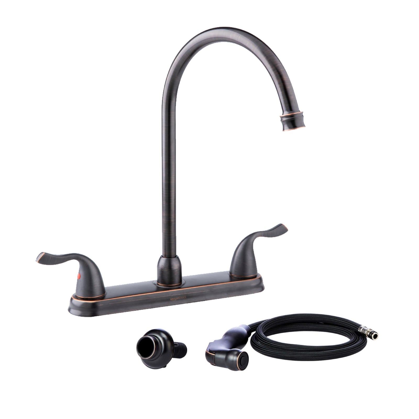 Two-Handle Hi-Arc Kitchen Faucet With Sprayer, Oil-Rubbed Bronze