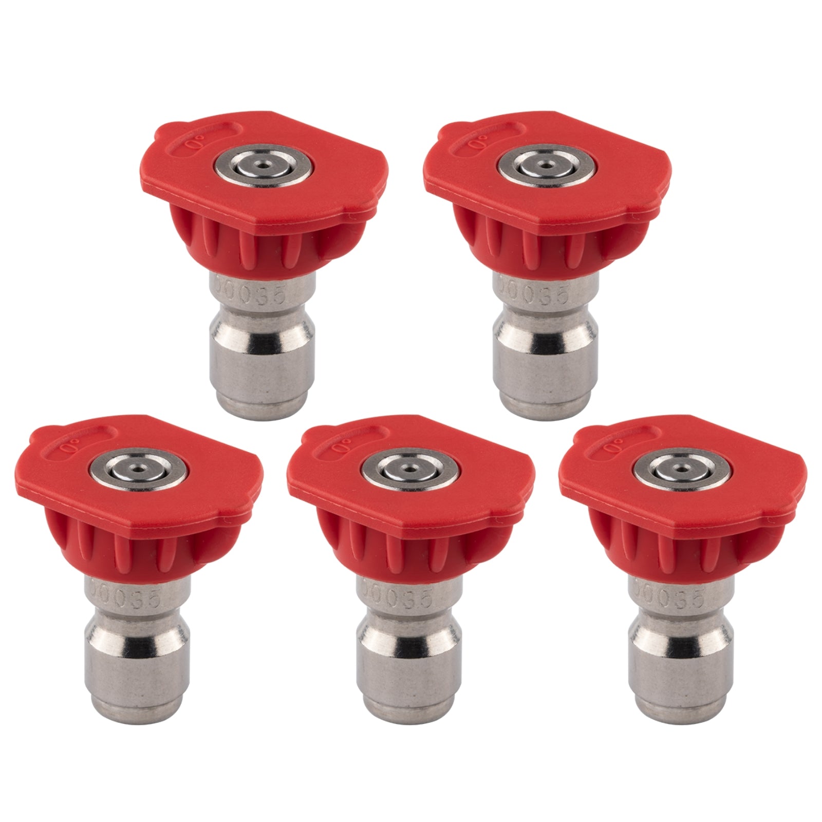 Clean Strike Professional Spray Nozzles, Red 0-Degree Spray Tips with 1/4 Inch Quick Connect Fitting, 3.5 Orifice and Pressure Washer Rated 6200 PSI, 5-Pack