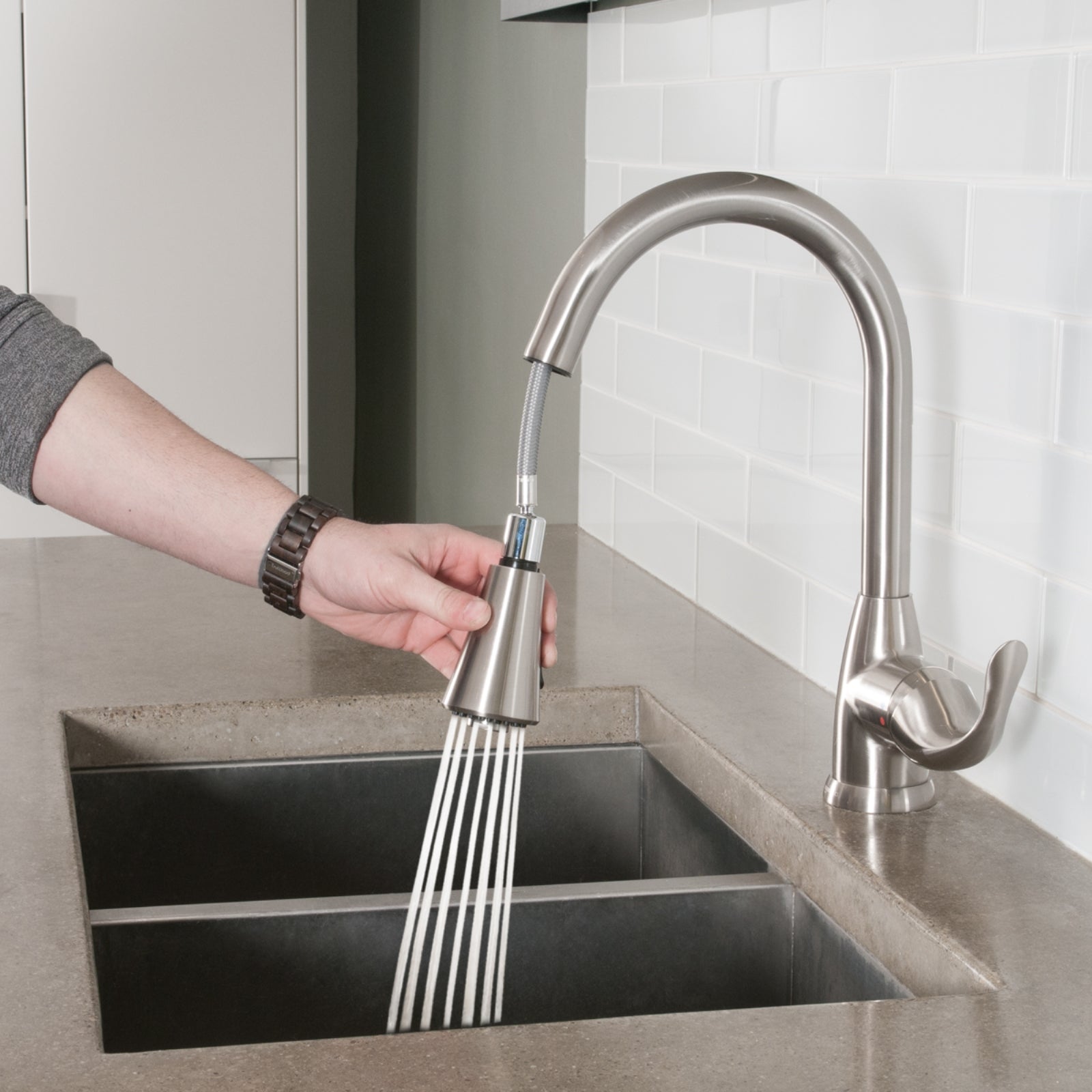 Standard Pull-Down Kitchen Faucet, Satin Nickel