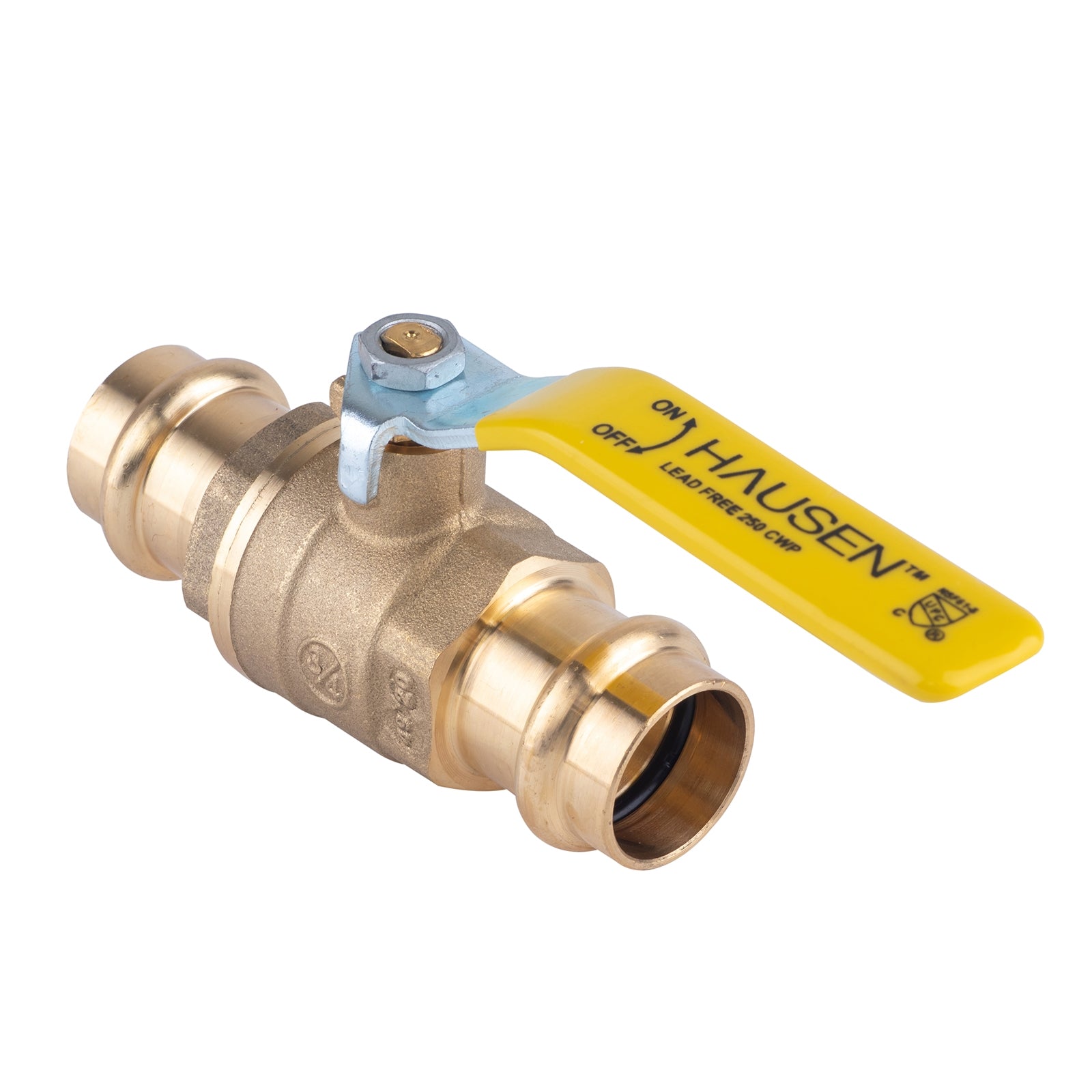 Hausen 3/4-inch Single O-Ring Press Ball Valve; Lead Free Forged Brass; Blowout Resistant Stem; For Use in Potable Water Distribution Systems, Hydronic Heating and Chilled Water, 1-Pack