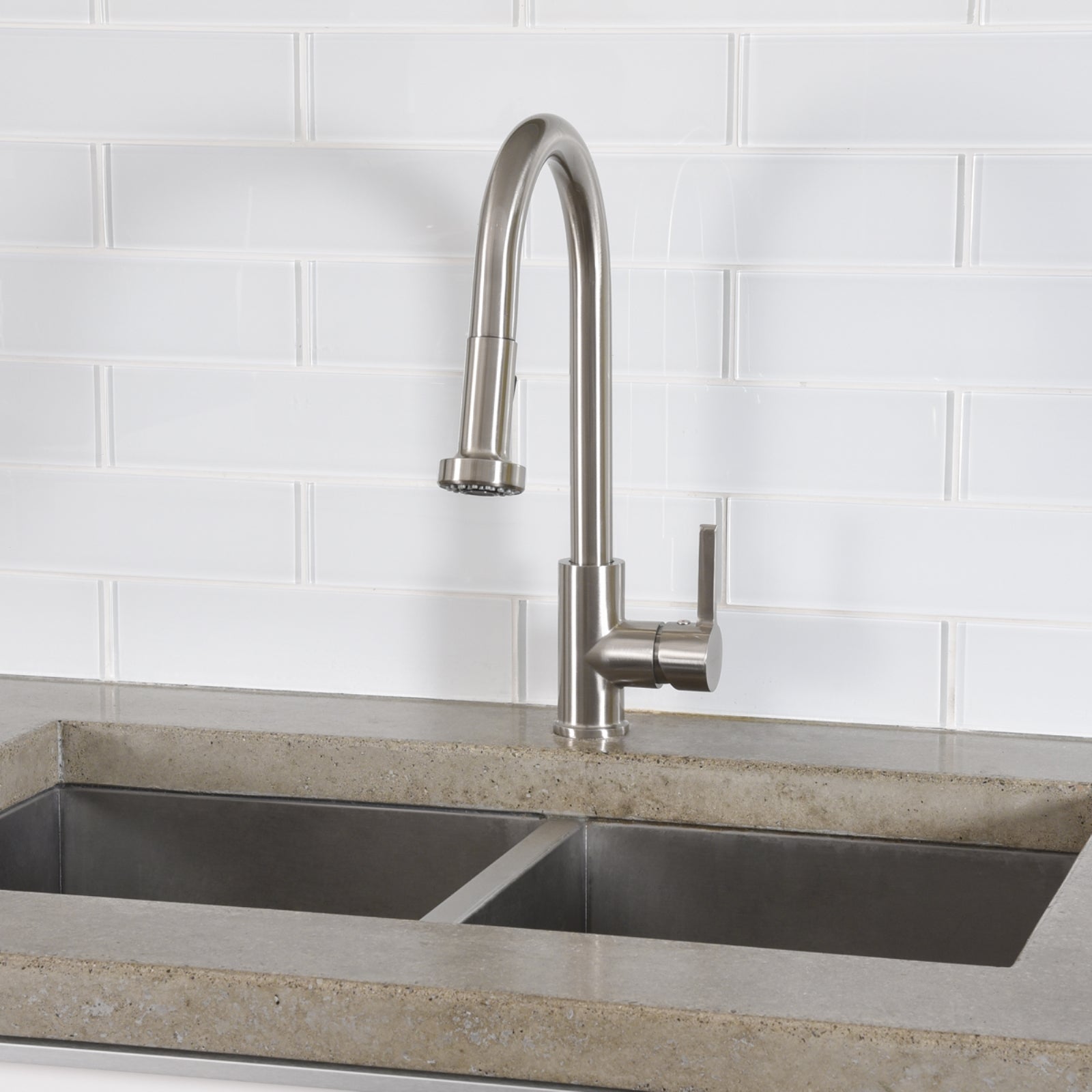 Modern Pull-Down Kitchen Sprayer Faucet, Satin Nickel