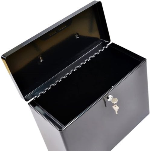 South Main Hardware Lockable Steel Security Filing Box, Black