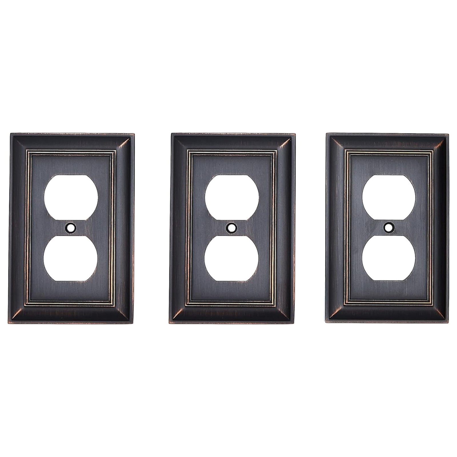 AmazonBasics Decorative 1-Gang Duplex Wall Plate , 3-pack, Oil Rubber Bonze