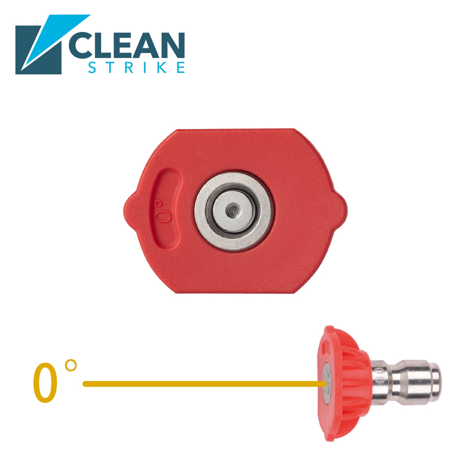 Clean Strike Professional Spray Nozzles, Red 0-Degree Spray Tips with 1/4 Inch Quick Connect Fitting, 4.0 Orifice and Pressure Washer Rated 6200 PSI, 5-Pack