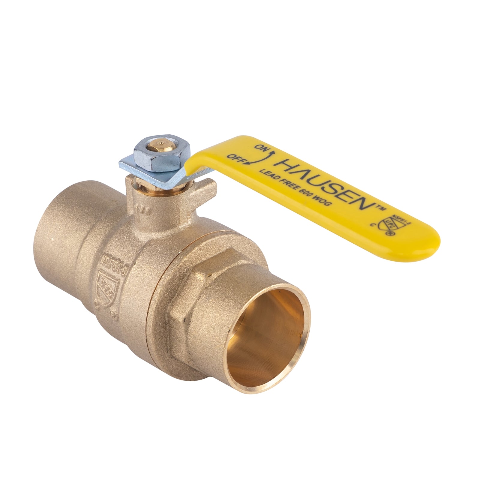 Hausen 1-inch Sweat x 1-inch Sweat Full Port Brass Ball Valve; Lead Free Forged Brass; Blowout Resistant Stem; cUPC/ANSI/NSF Certified; For Use in Potable Water Distribution Systems, 3-Pack