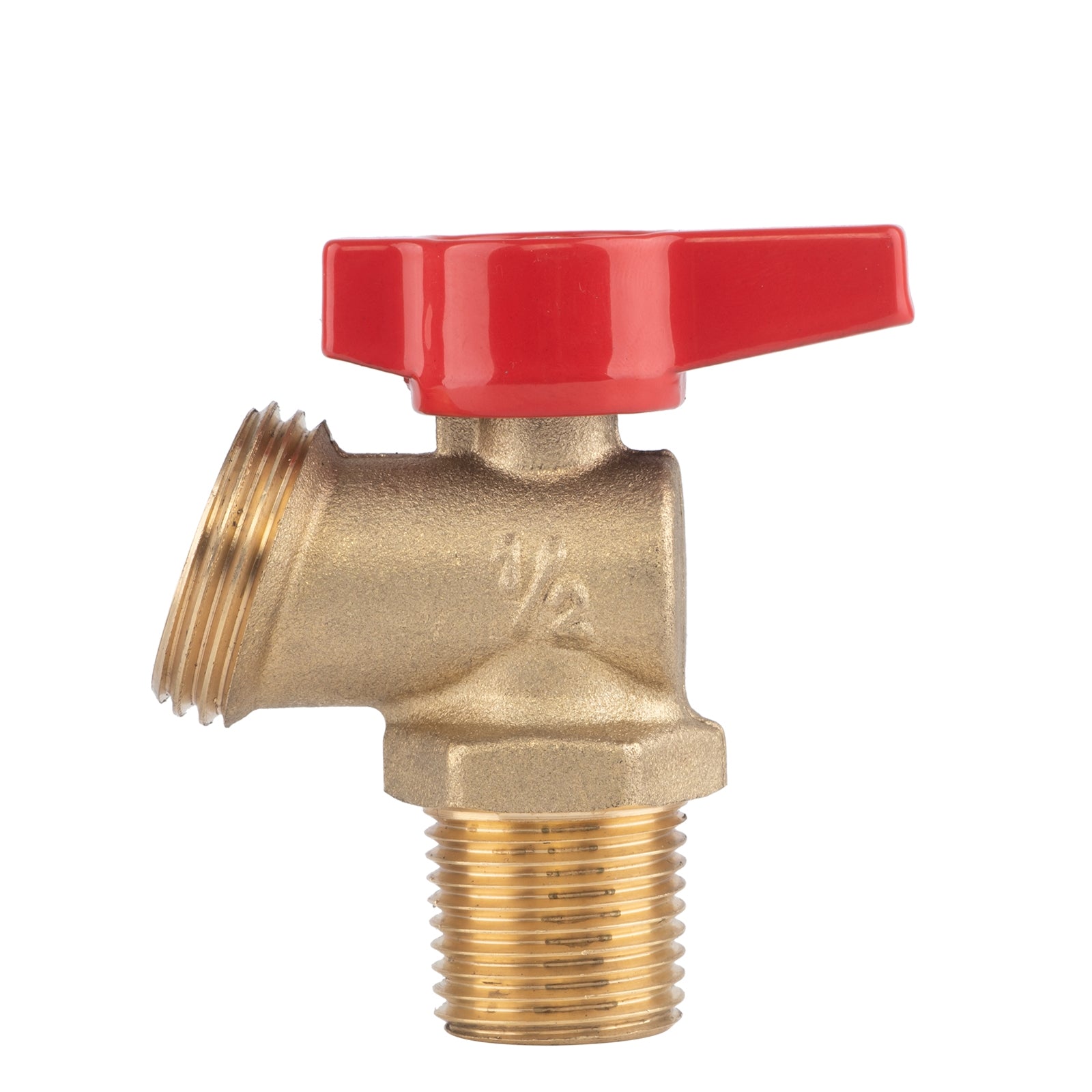 Hausen 1/2-inch MIP (Male Iron Pipe) or 1/2-inch Sweat x 3/4-inch MHT (Male Hose Thread) Brass Boiler Drain Valve with Lever Handle; Compatible with Boilers and Water Heaters, 1-Pack